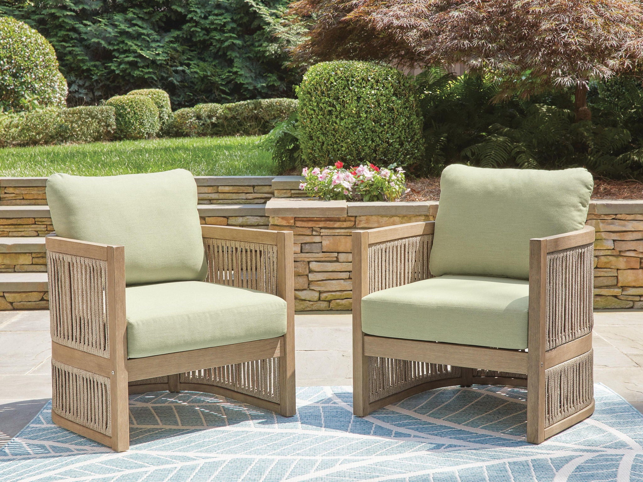Serena Shores - Lounge Chair With Cushion (Set of 2) - Beige / Green - Urban Living Furniture (Los Angeles, CA)