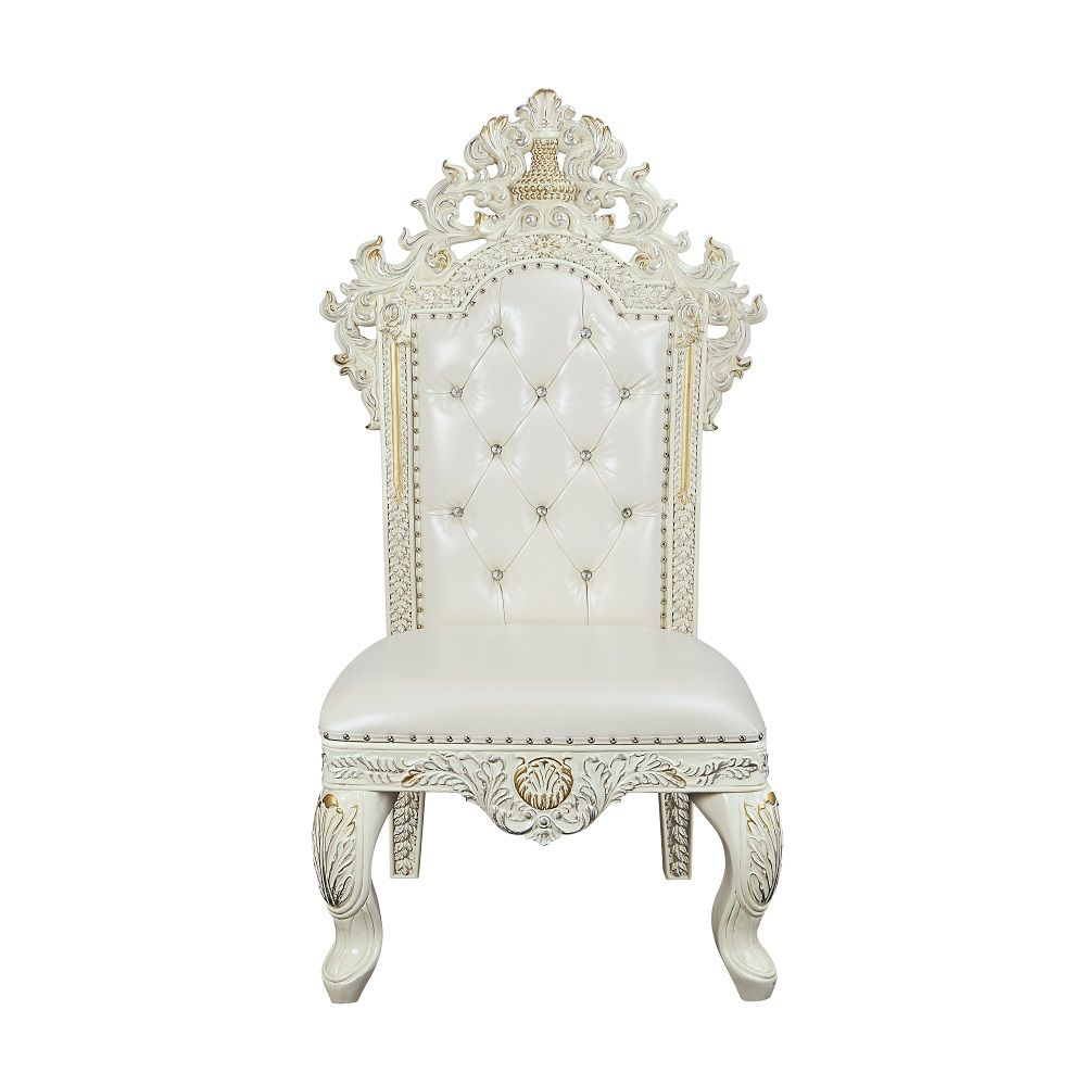 Adara - Side Chair (Set of 2) - Pearl White Synthetic Leather & Antique White - Urban Living Furniture (Los Angeles, CA)