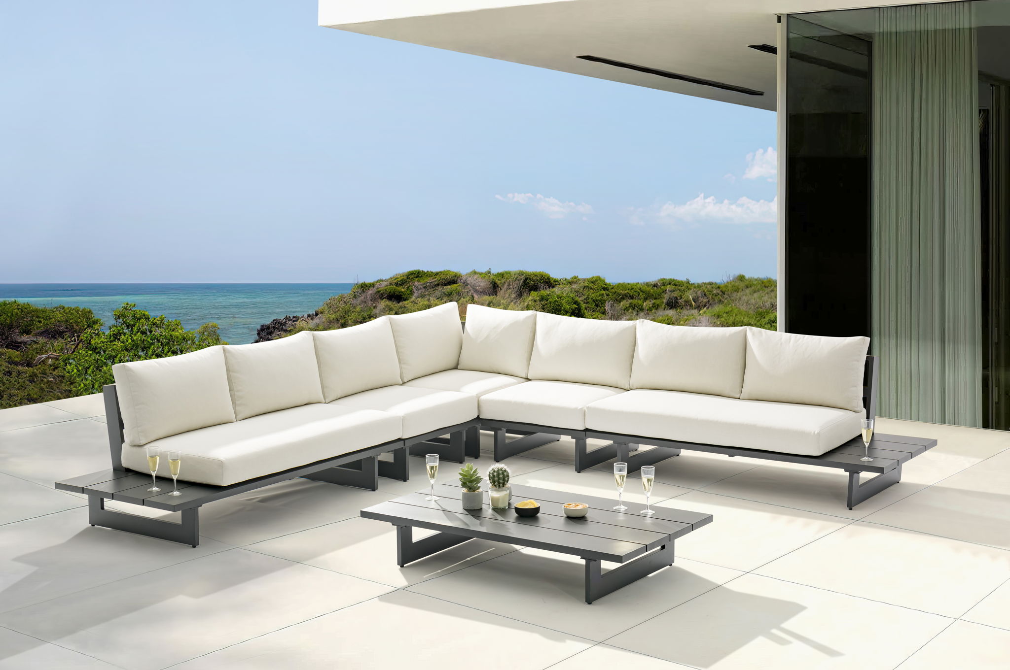 Maldives - 5 Piece Water Resistant Outdoor Patio Modular Sectional With Gray Base - Urban Living Furniture (Los Angeles, CA)