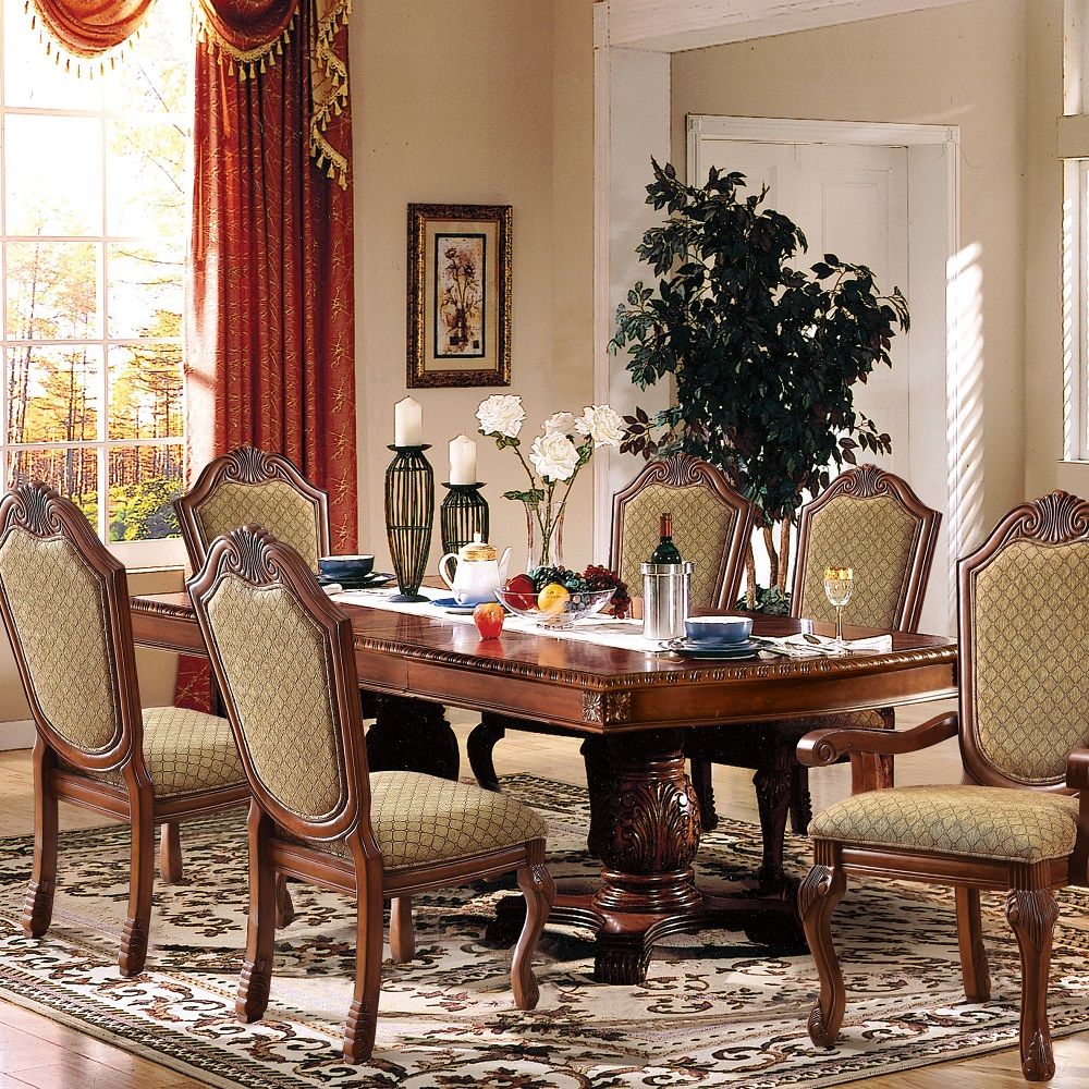 Chateau De Ville - Dining Table With Double Pedestal - Dark Brown - 46" - Urban Living Furniture (Los Angeles, CA)