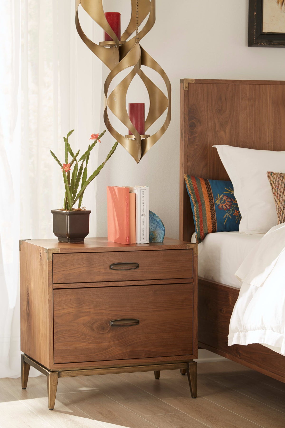 Adler - Two Drawer Nightstand - Natural Walnut