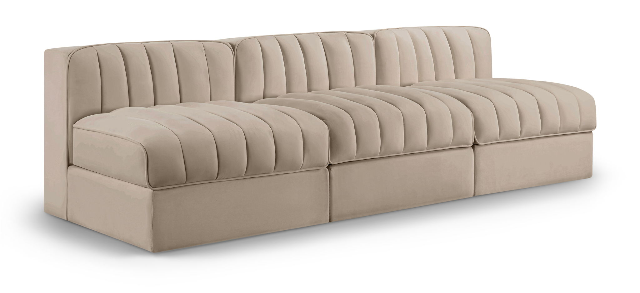 Rummi - Velvet Performance Fabric Upholstered 3 Piece Modular Armless Sofa - Urban Living Furniture (Los Angeles, CA)