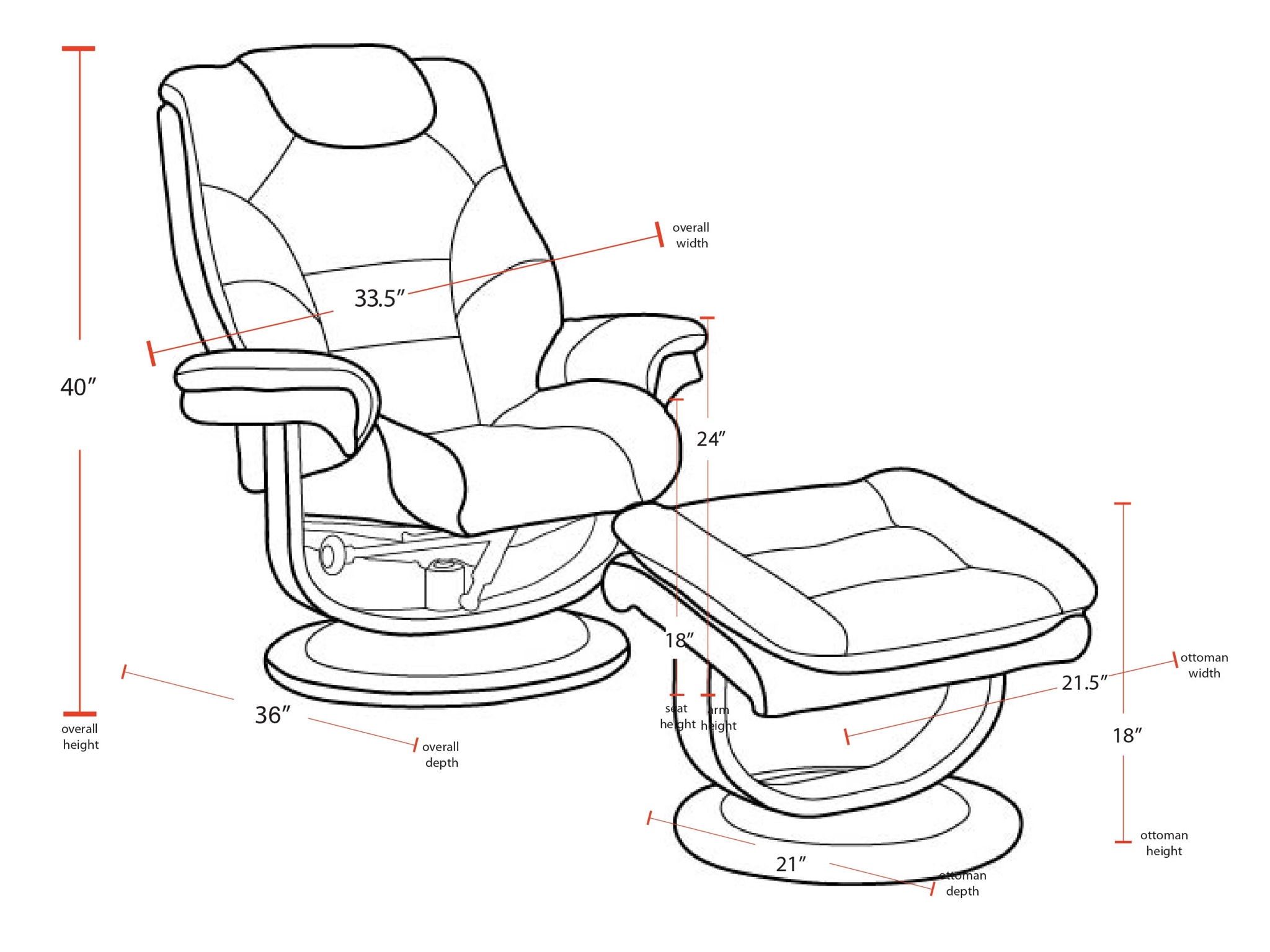 Monarch - Manual Reclining Swivel Chair and Ottoman