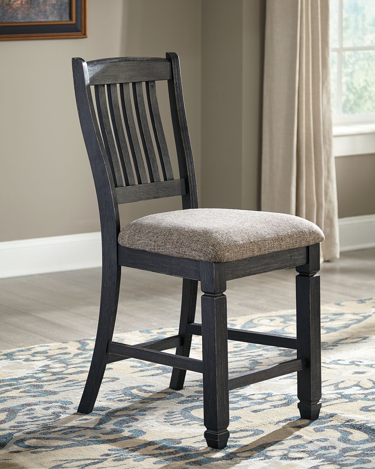 Tyler Creek - Black / Grayish Brown - Upholstered Barstool (Set of 2) - Urban Living Furniture (Los Angeles, CA)