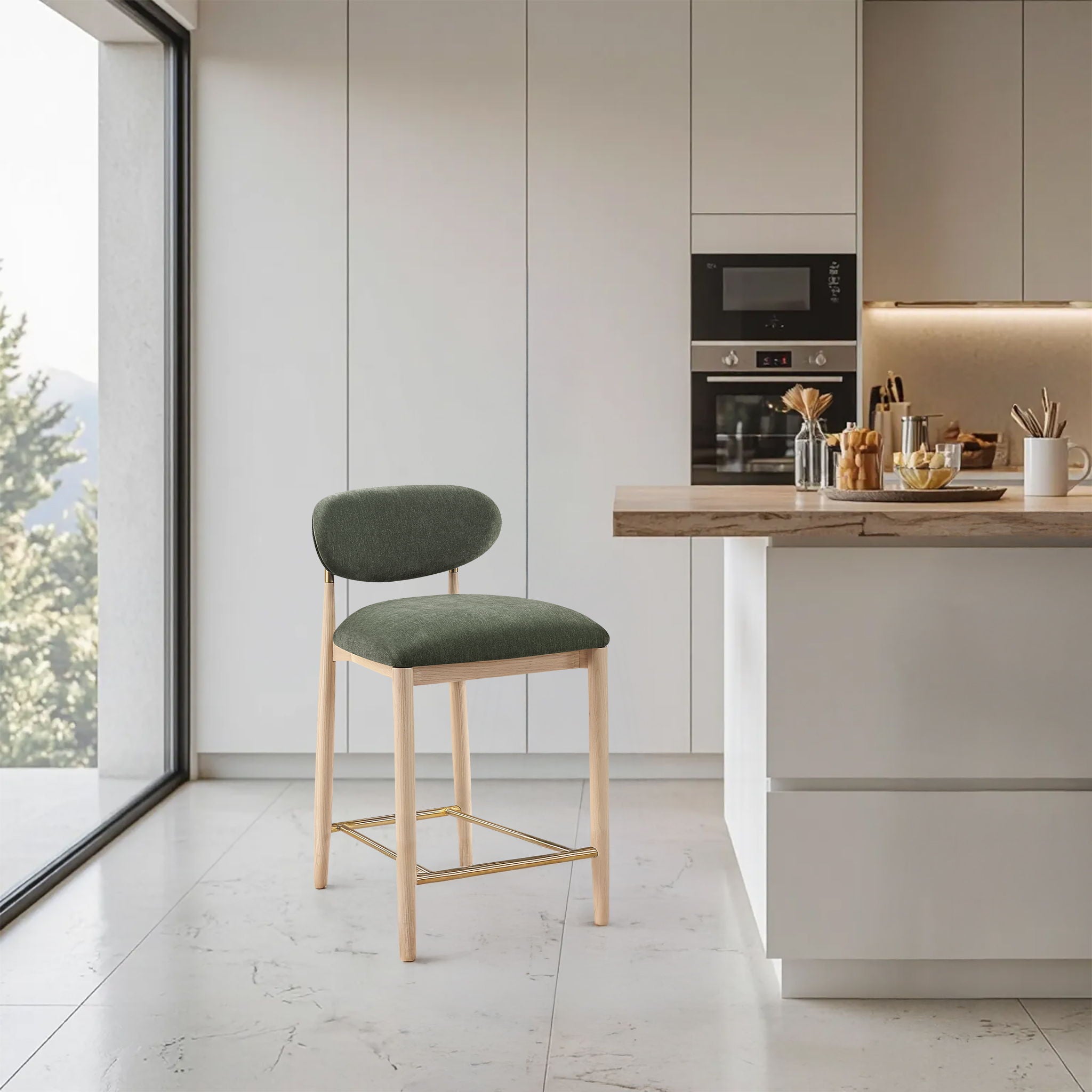 Riccio - Fabric Stool - Natural Frame - Urban Living Furniture (Los Angeles, CA)