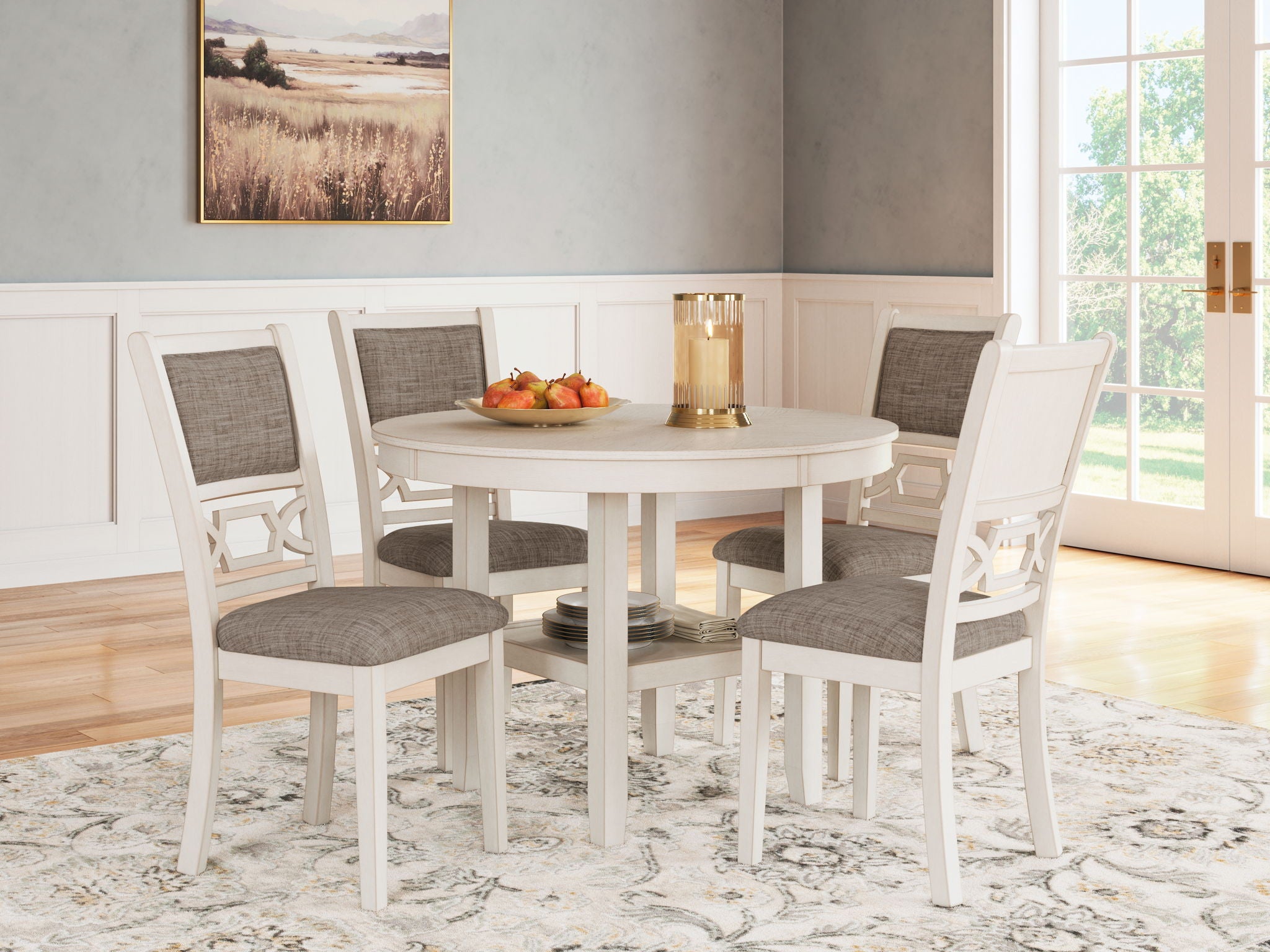 Erinberg - Antique White - Dining Room Table Set (Set of 5) - Urban Living Furniture (Los Angeles, CA)