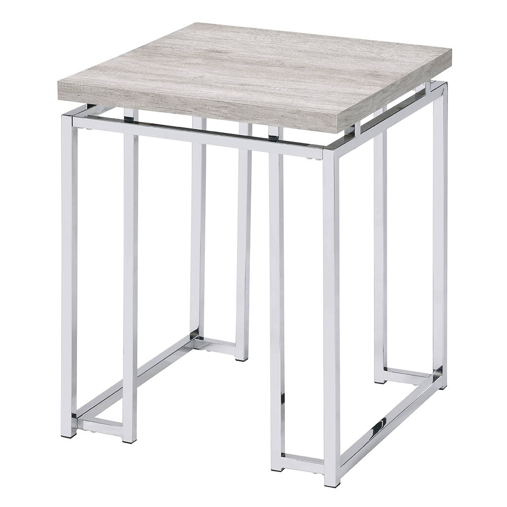 Chafik - End Table - Natural Oak & Chrome - Urban Living Furniture (Los Angeles, CA)
