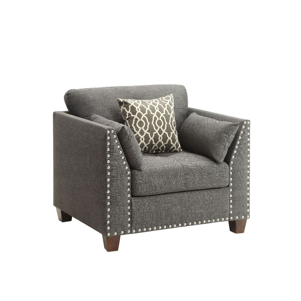 Laurissa - Chair With 3 Pillows - Light Charcoal Linen - Urban Living Furniture (Los Angeles, CA)