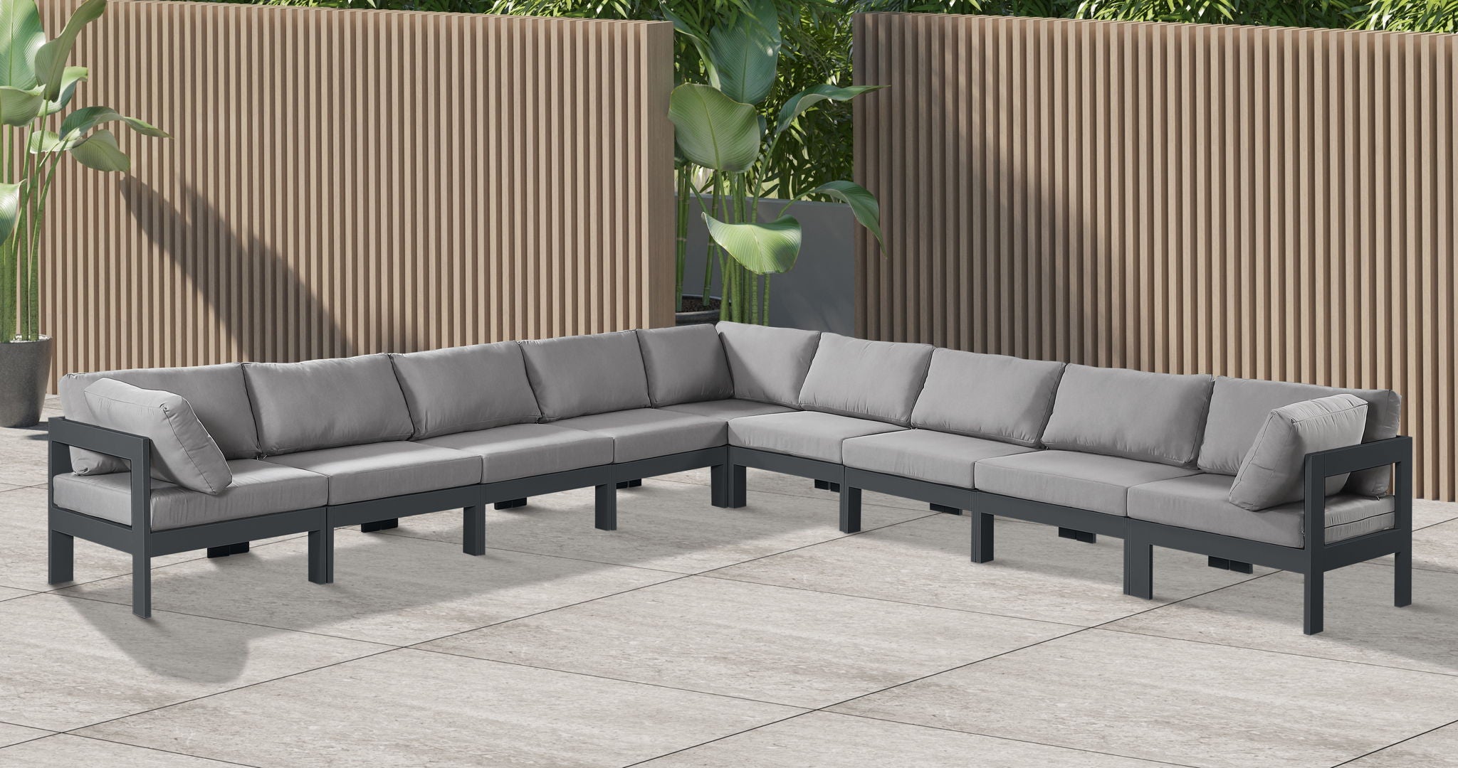 Nizuc - Outdoor Patio 9 Piece Modular Sectional With Gray Frame - Urban Living Furniture (Los Angeles, CA)