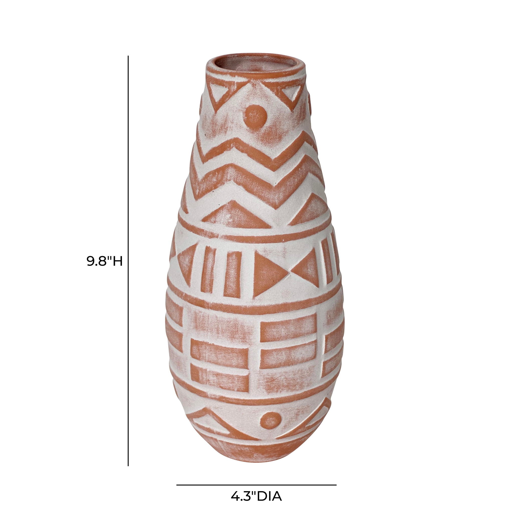 Earthenware - Aztec Teardrop Flower Vase - Terracotta