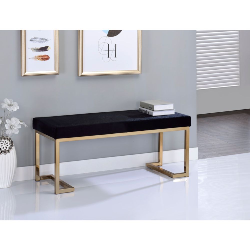 Boice - Bench - Black Fabric & Champagne - Urban Living Furniture (Los Angeles, CA)