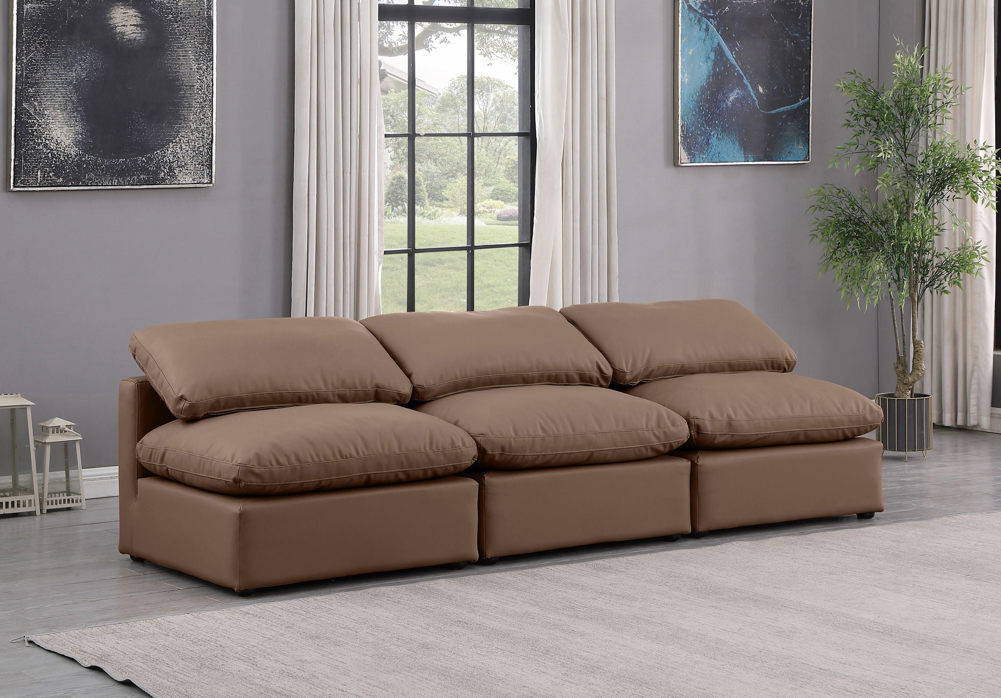 Indulge - Faux Leather 3 Seat Modular Armless Sofa - Urban Living Furniture (Los Angeles, CA)
