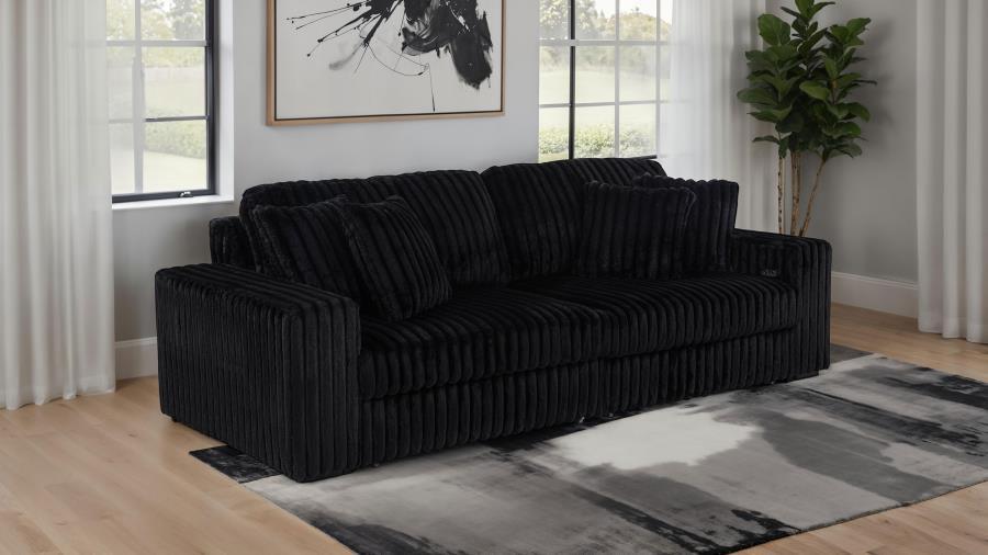 Jacana - RAF Power Sofa Chaise With 2 Piece Pillow, Box 2 of 2 - Black