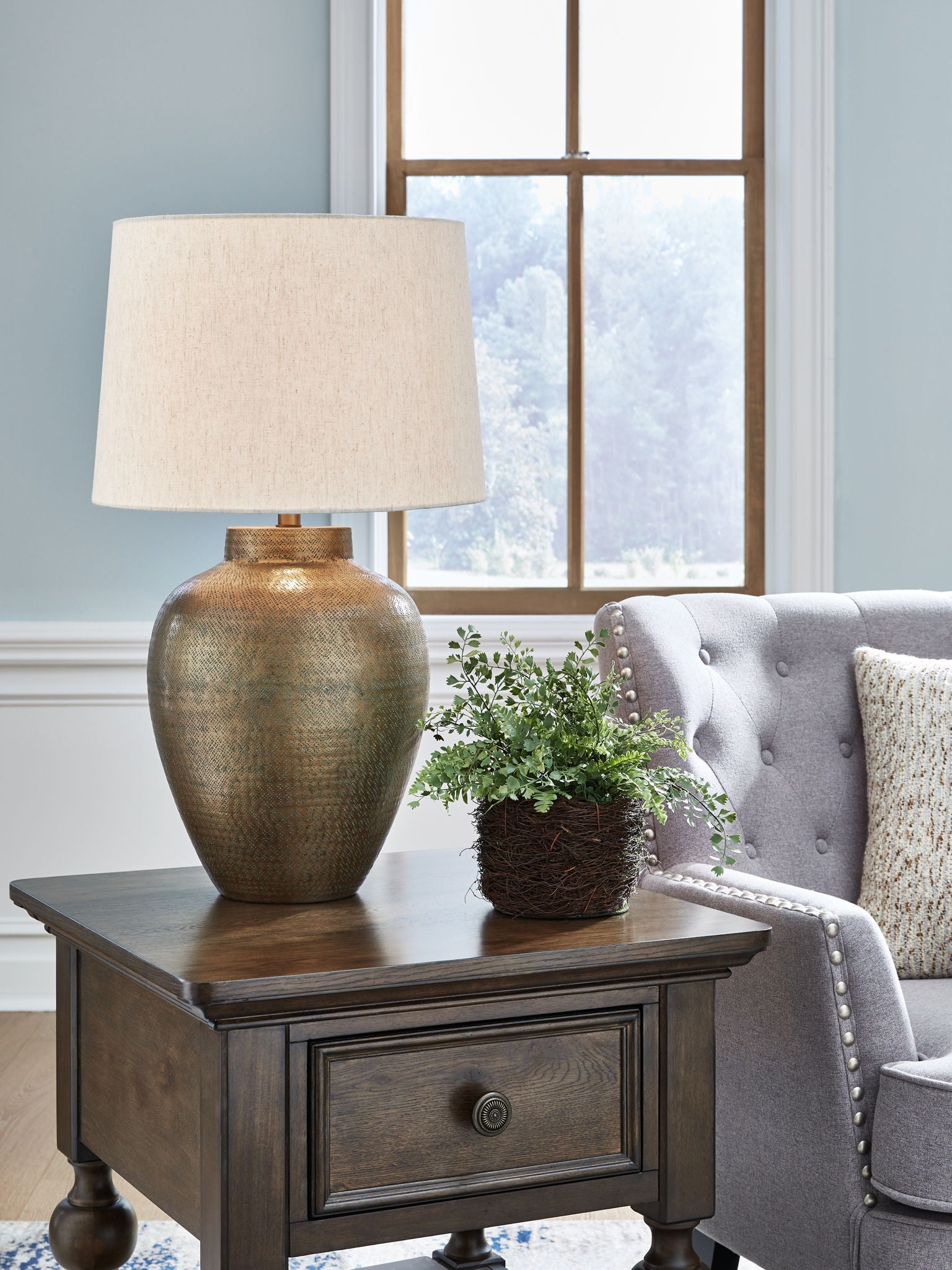 Madney - Antique Gold Finish - Metal Table Lamp - Urban Living Furniture (Los Angeles, CA)