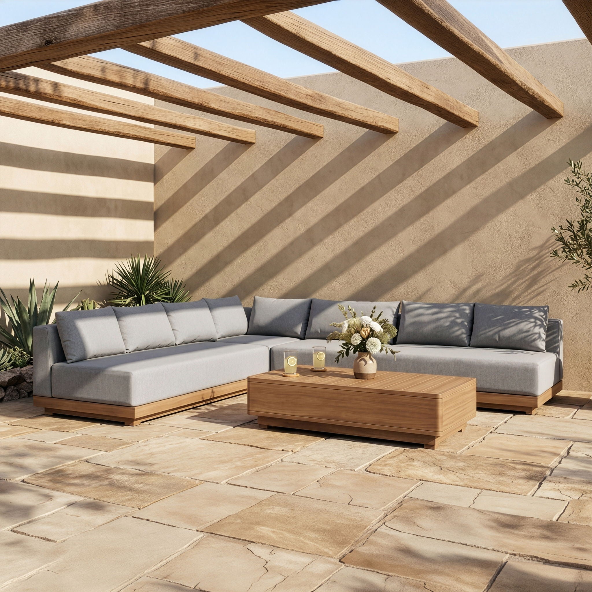 Solace - Olefin Performance Fabric 4 Piece Outdoor Patio Modular Sectional - Urban Living Furniture (Los Angeles, CA)