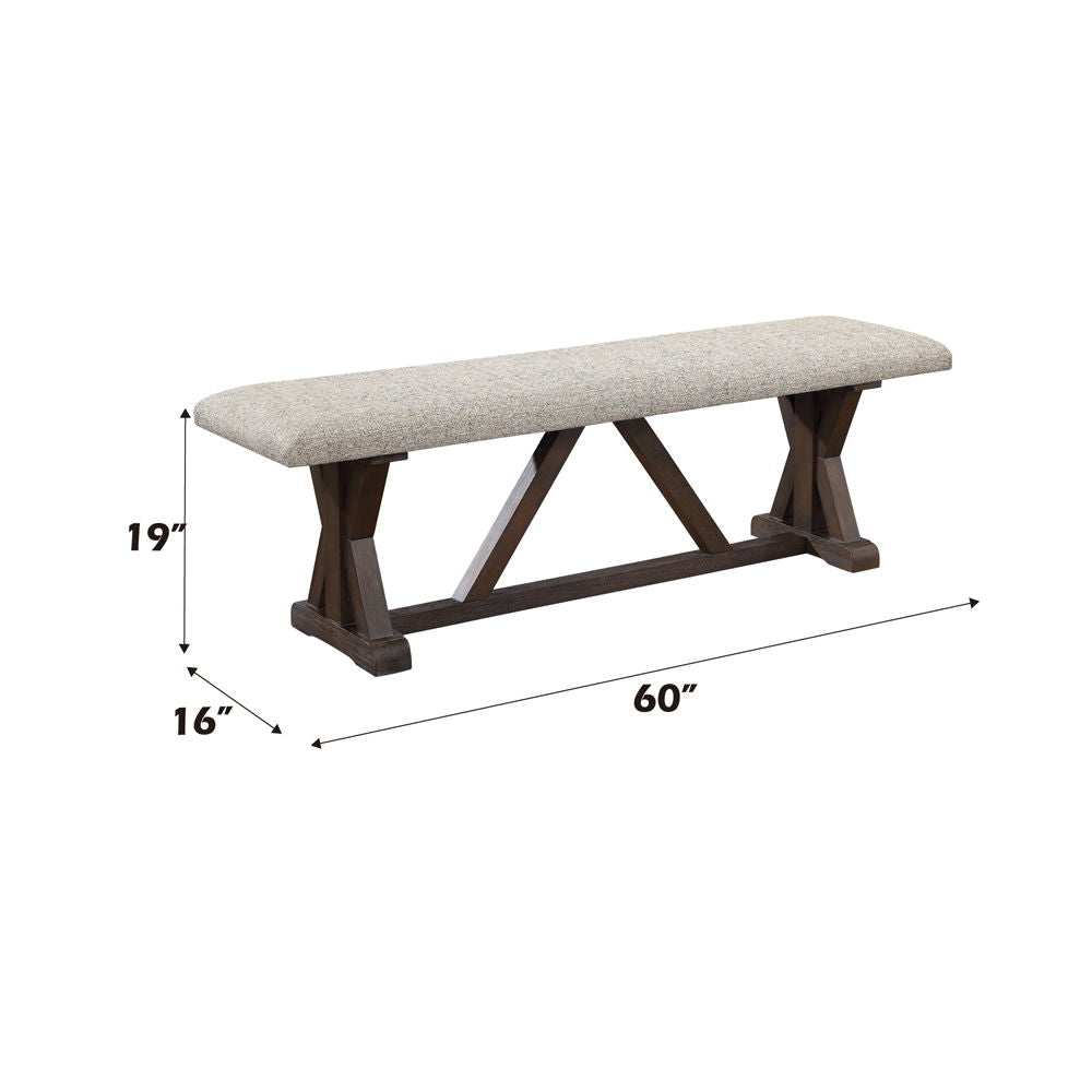 Pascaline - Bench - Gray Fabric, Rustic Brown & Oak - Urban Living Furniture (Los Angeles, CA)