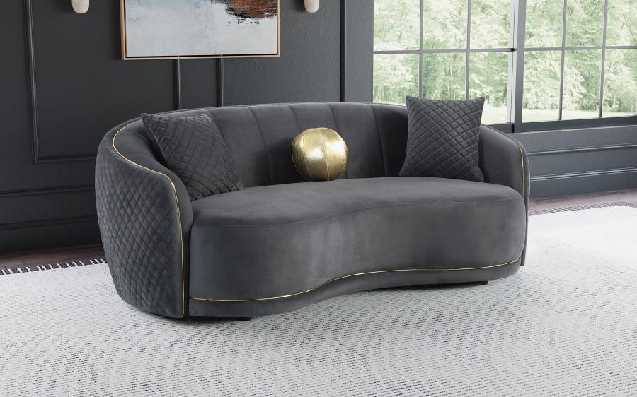 Brookside - Velvet Upholstered Curved Sofa - Dark Gray - Urban Living Furniture (Los Angeles, CA)