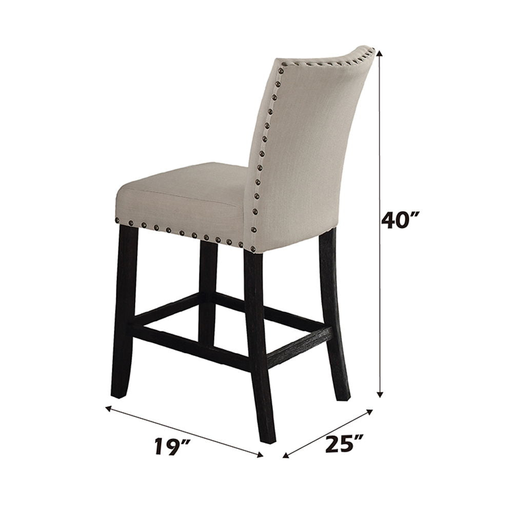 Nolan - Counter Height Chair (Set of 2) - Beige Linen & Salvage Dark Oak - Urban Living Furniture (Los Angeles, CA)