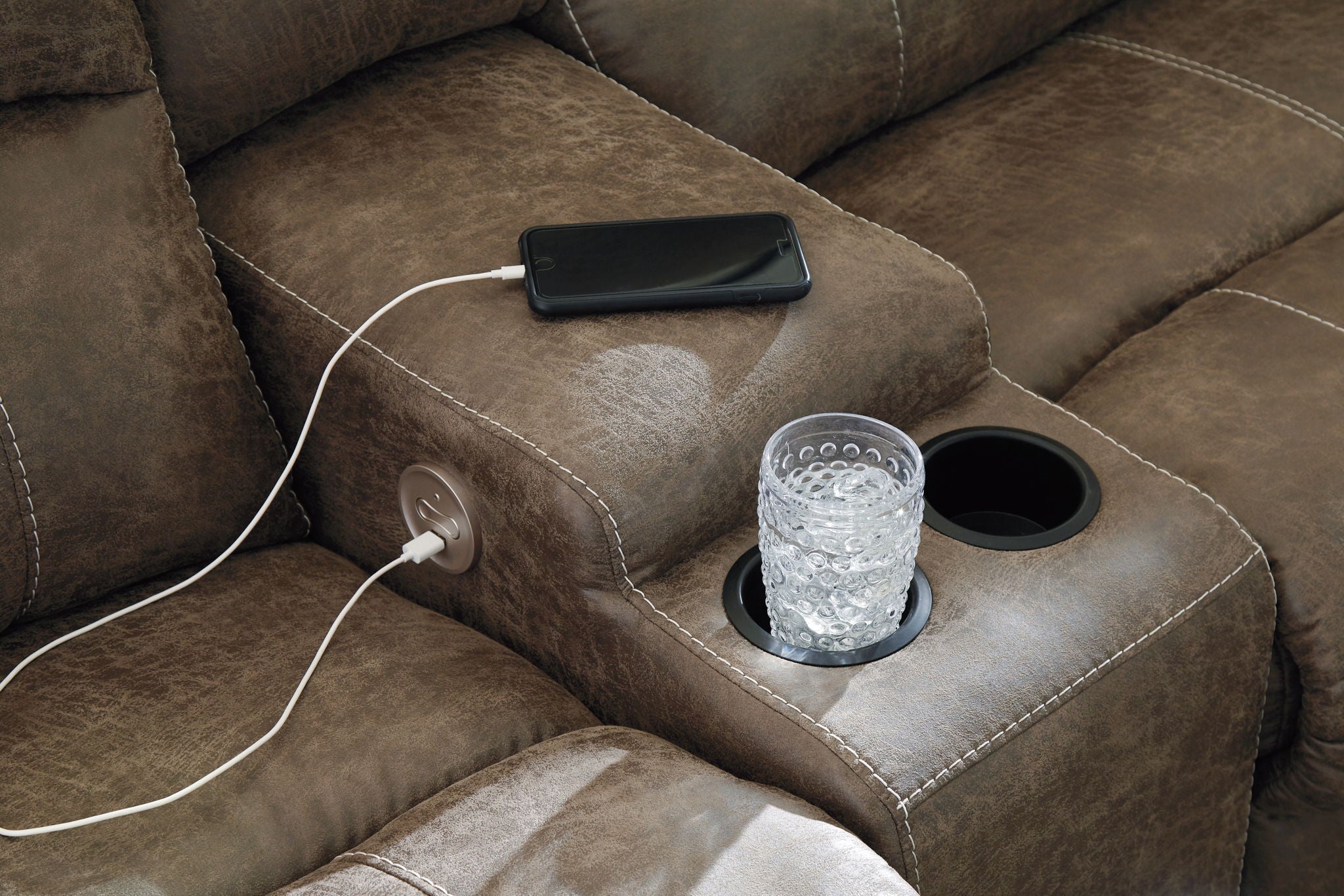 Segburg - Driftwood - 2-Piece Power Reclining Sectional - Urban Living Furniture (Los Angeles, CA)