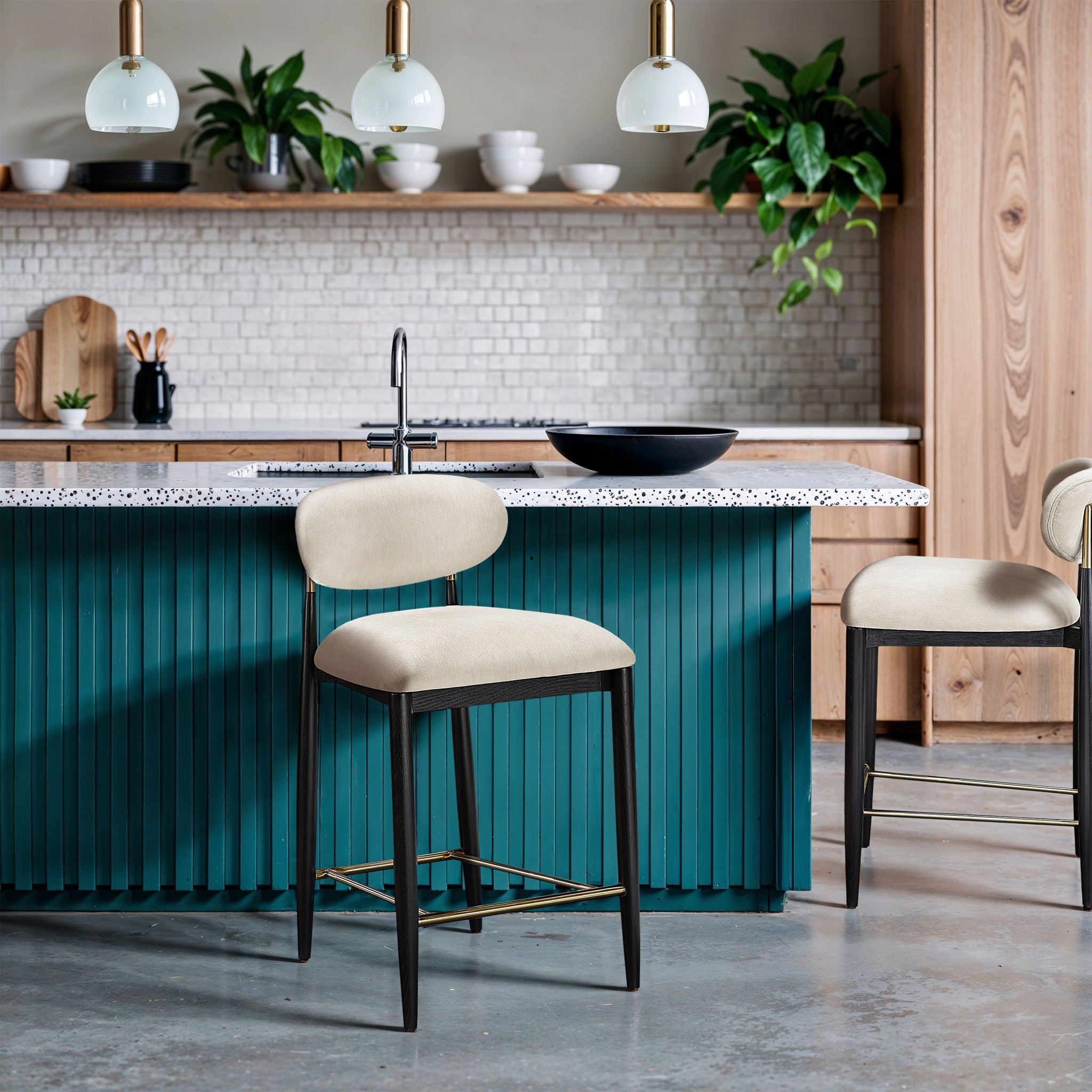 Riccio - Fabric Stool - Black Frame - Urban Living Furniture (Los Angeles, CA)