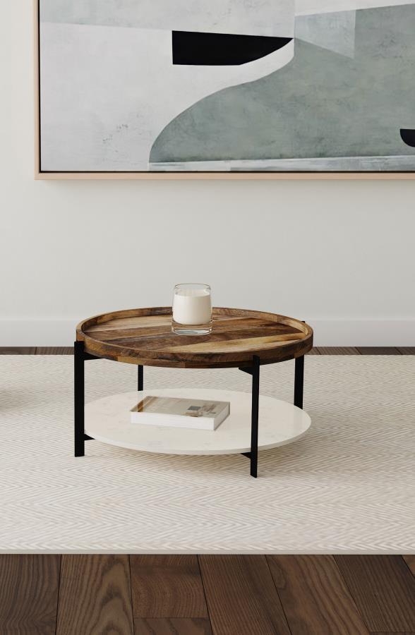 Adhvik - Round Table With Marble Shelf - Urban Living Furniture (Los Angeles, CA)