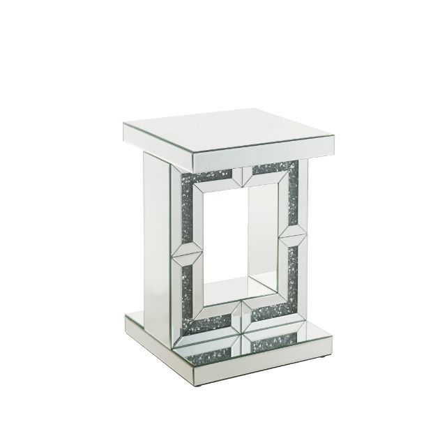 Noralie - 16" Accent Table - Mirrored & Faux Diamonds - Urban Living Furniture (Los Angeles, CA)