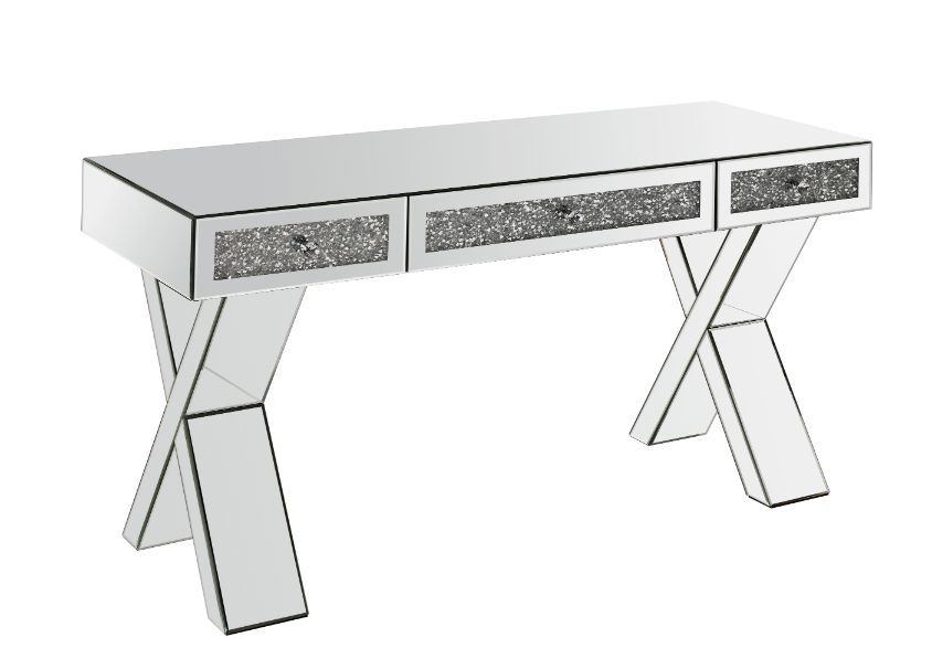 Noralie - Writing Desk - Clear Glass, Mirrored & Faux Diamonds - 32" - Urban Living Furniture (Los Angeles, CA)