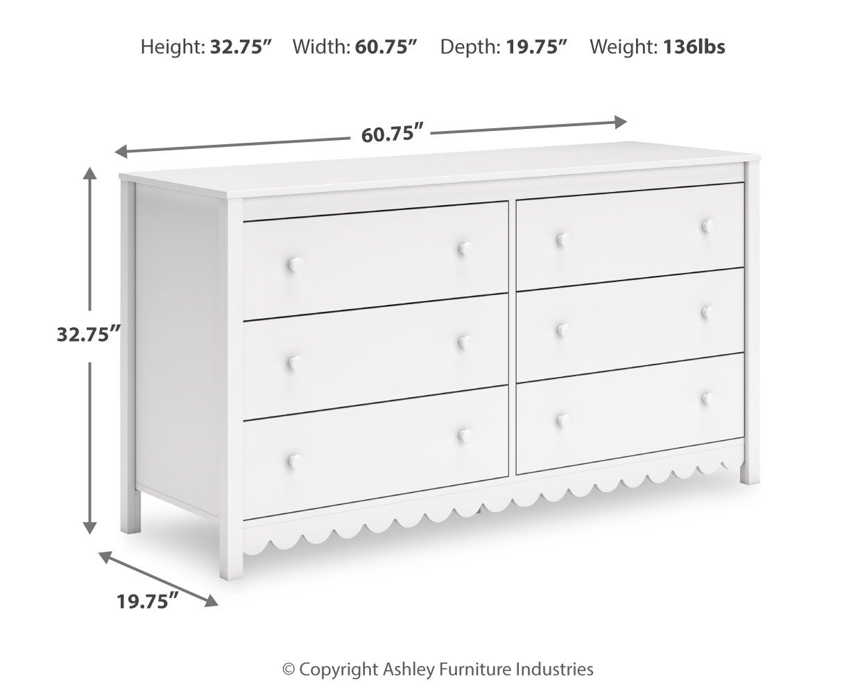 Hallityn - White - Six Drawer Dresser - Urban Living Furniture (Los Angeles, CA)