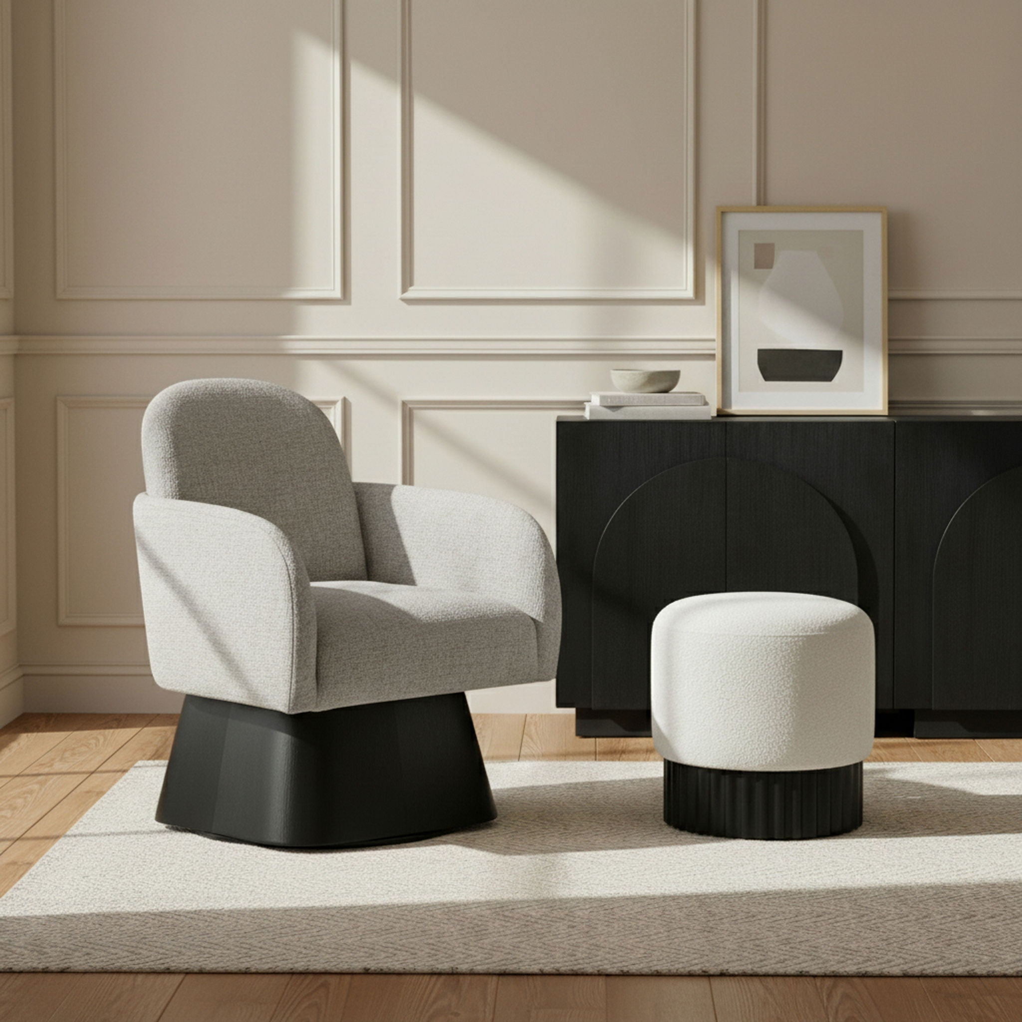 Marlowe - Linen Textured Fabric Upholstered Swivel Accent Chair - Stained Black - Urban Living Furniture (Los Angeles, CA)