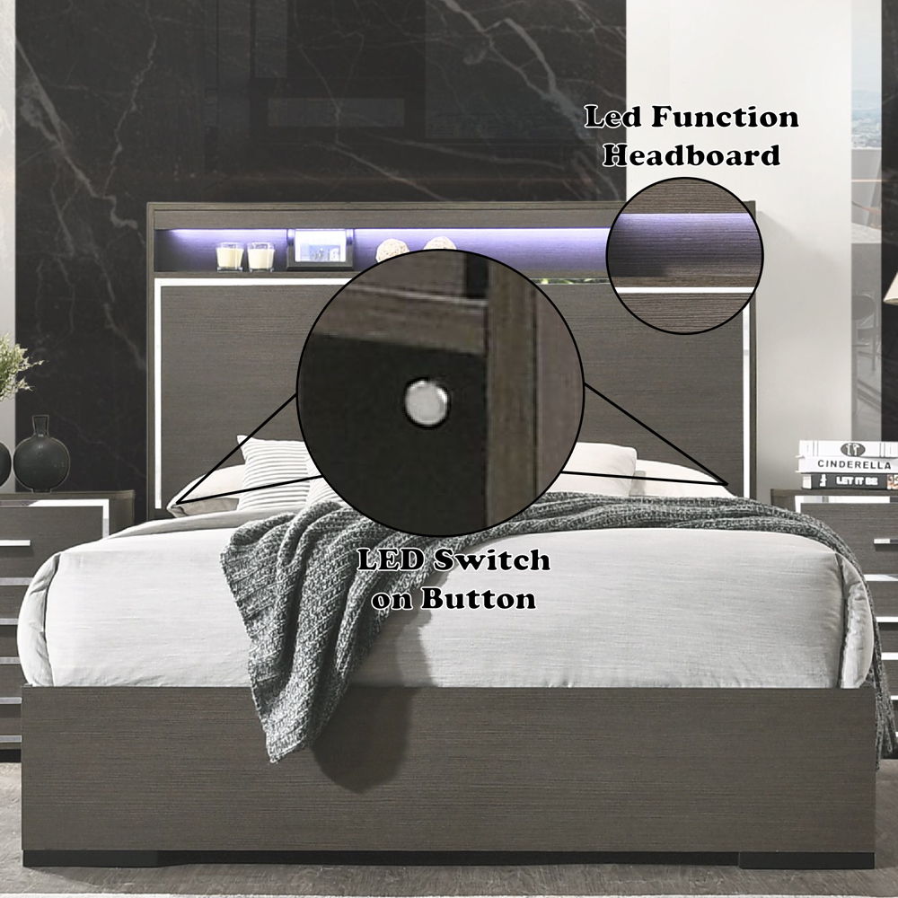 Escher - Eastern King Bed - Gray Oak