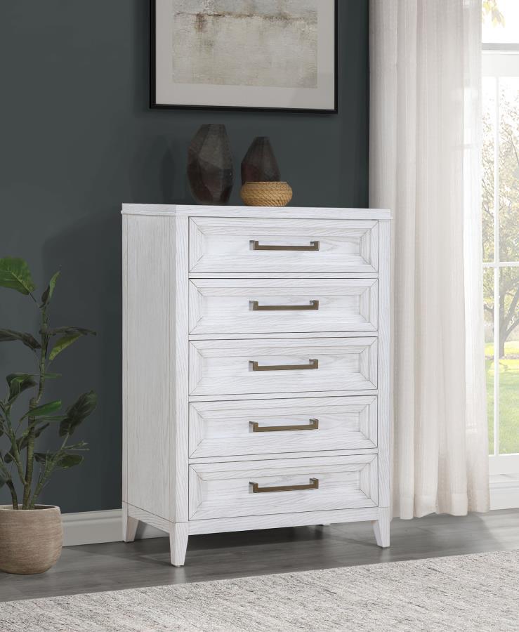 Marielle - 5-Drawer Bedroom Chest - Distressed White - Urban Living Furniture (Los Angeles, CA)