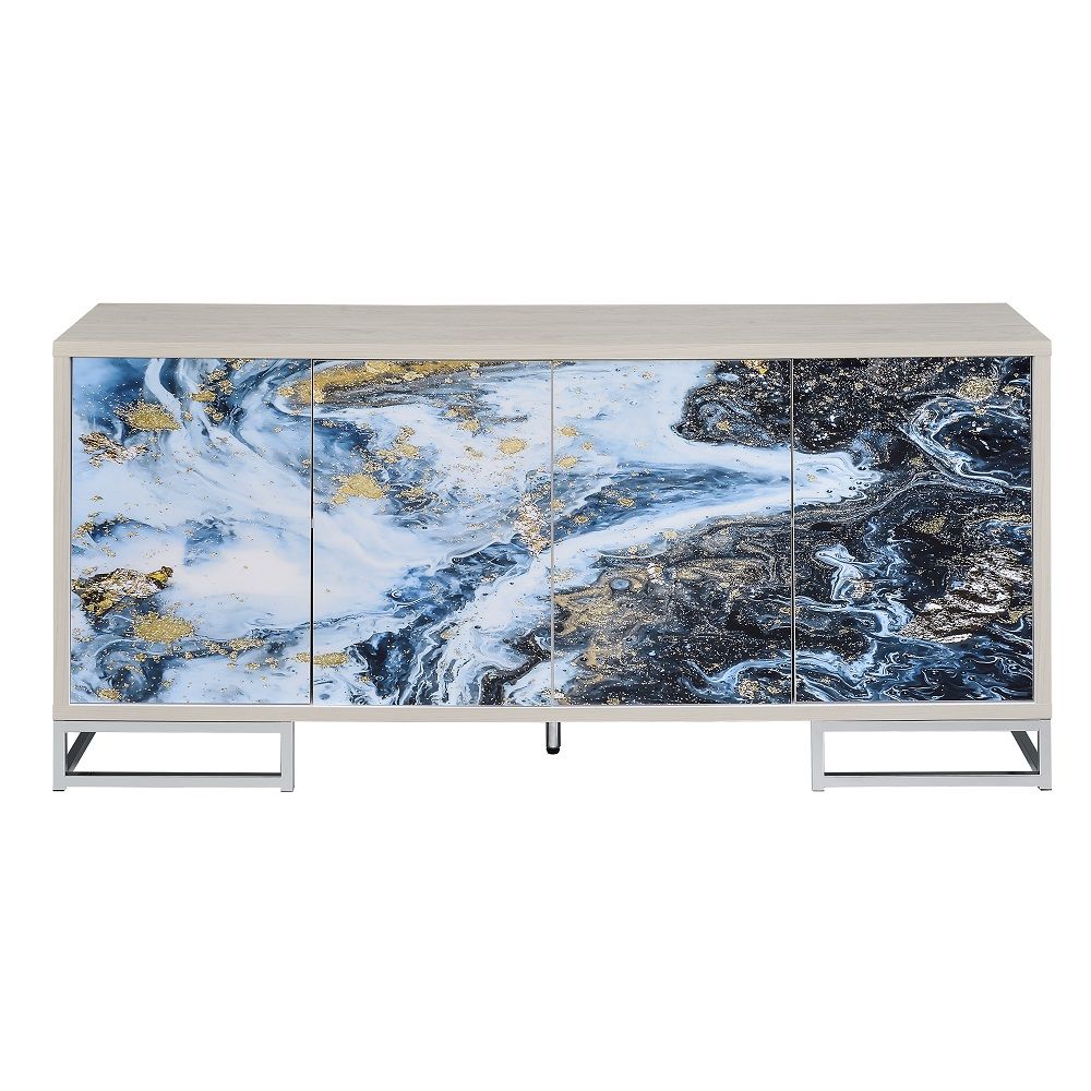 Liam - Console Cabinet - Blue Marble Print & Chrome - Urban Living Furniture (Los Angeles, CA)