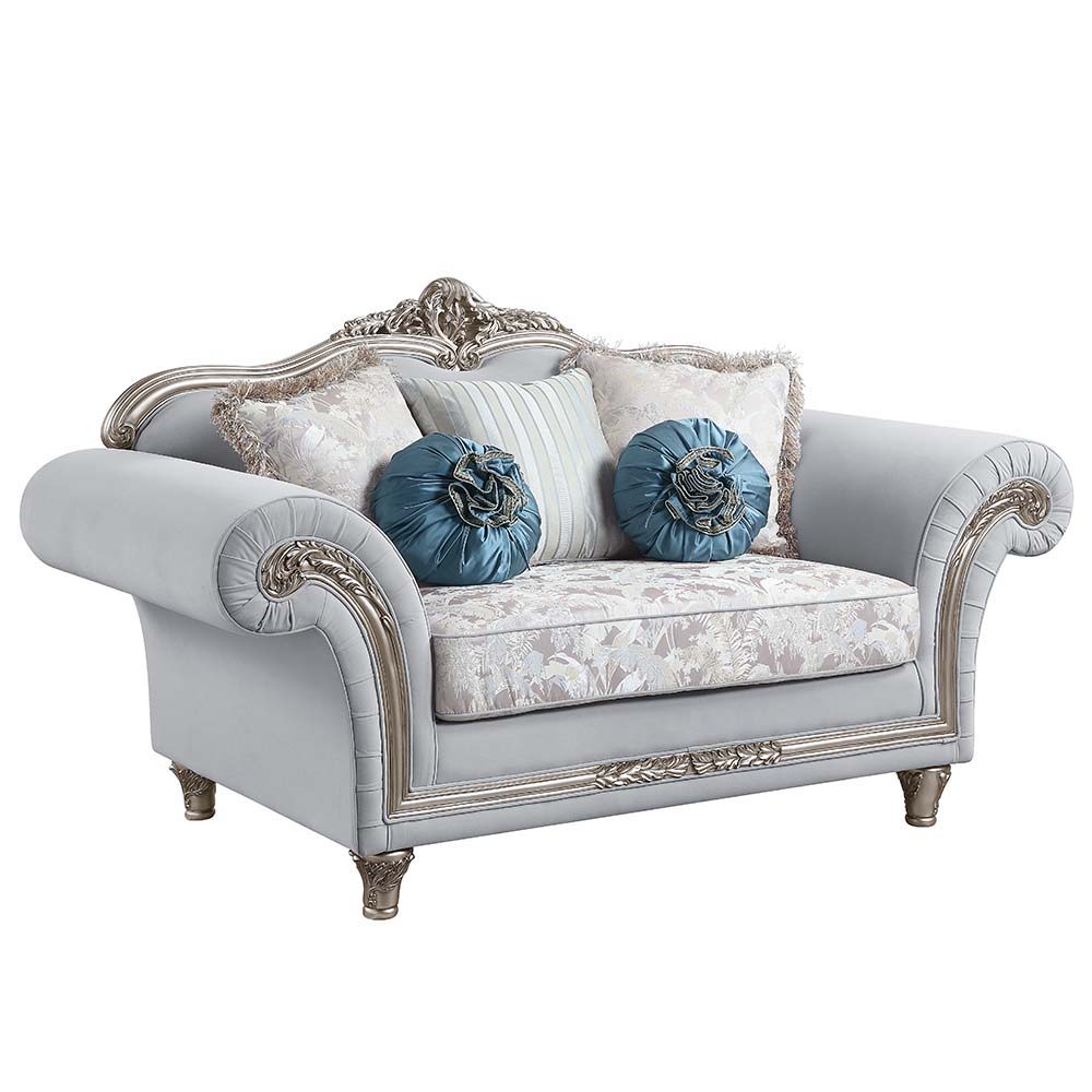 Pelumi - Loveseat - Light Gray Linen & Platinum - Finish - Urban Living Furniture (Los Angeles, CA)