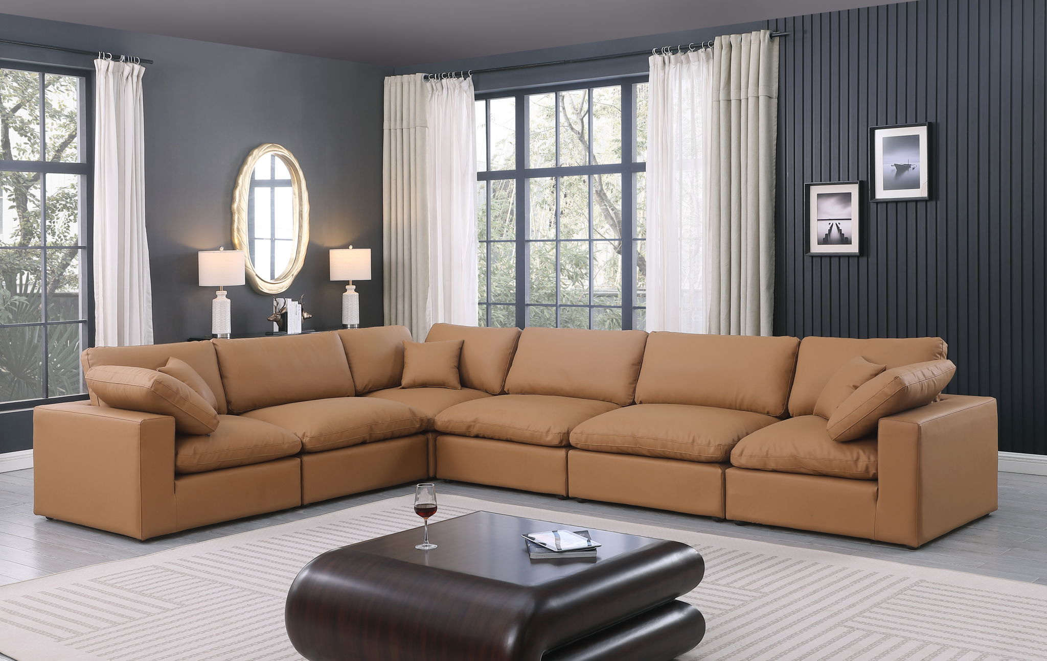 Comfy - 6 Piece Faux Leather Modular Corner Sectional - Urban Living Furniture (Los Angeles, CA)