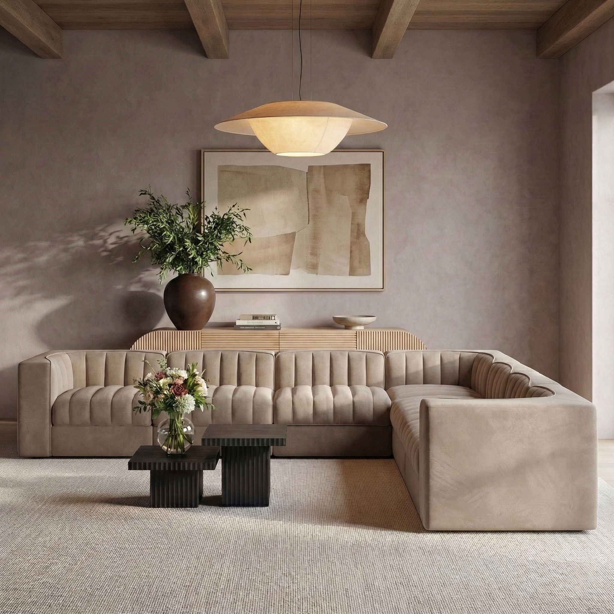 Rummi - Symmetrical Velvet Performance Fabric Upholstered 7 Piece Modular Sectional (With 3 Corner Chairs) - Urban Living Furniture (Los Angeles, CA)