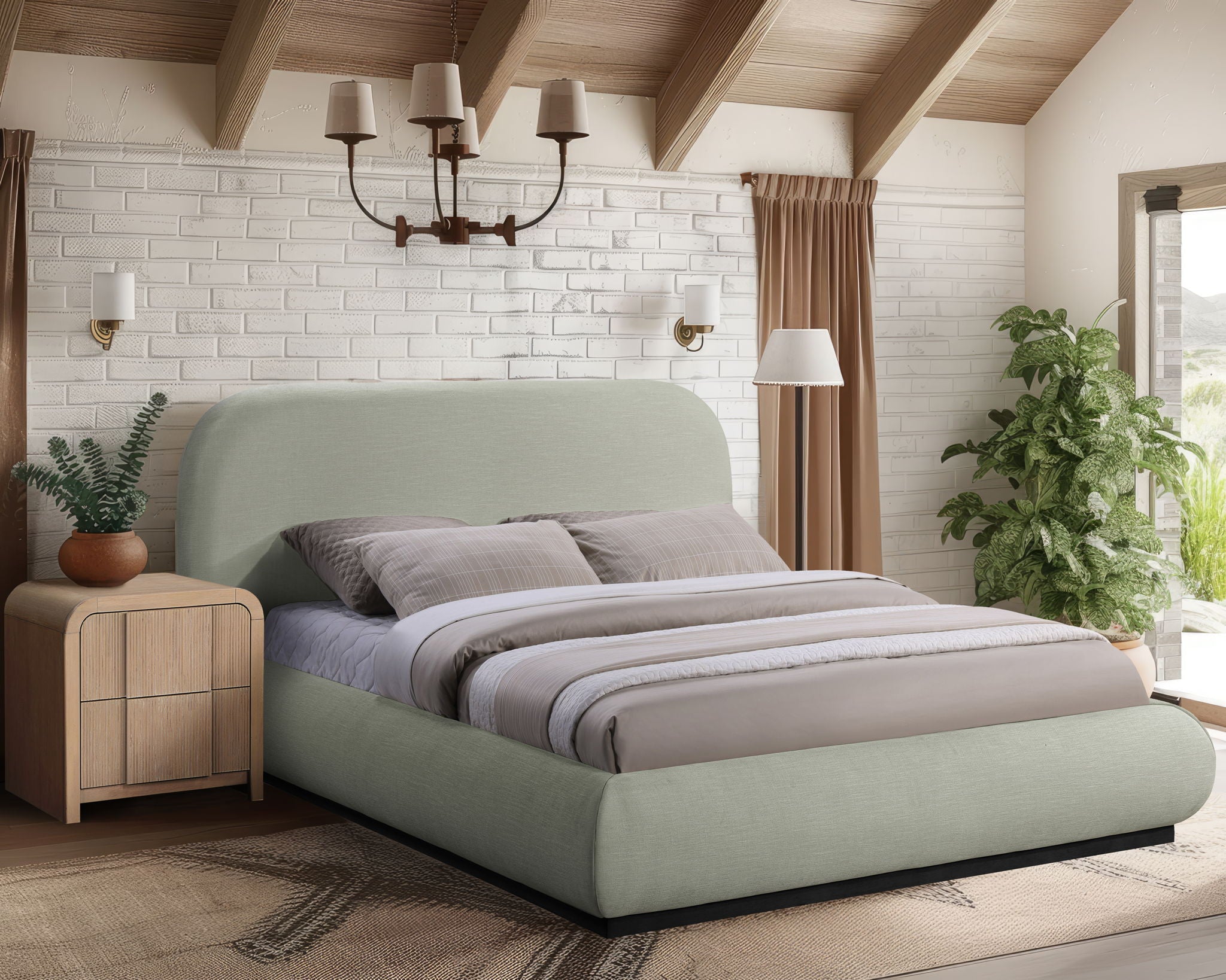 Vaughn - Chenille Bed With Black Base - Urban Living Furniture (Los Angeles, CA)