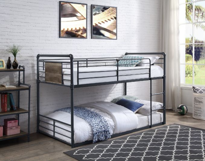 Cordelia - Twin Over Twin Bunk Bed - Antique Oak, Sandy Black & Dark Bronze Hand-Brushed Finish - Urban Living Furniture (Los Angeles, CA)