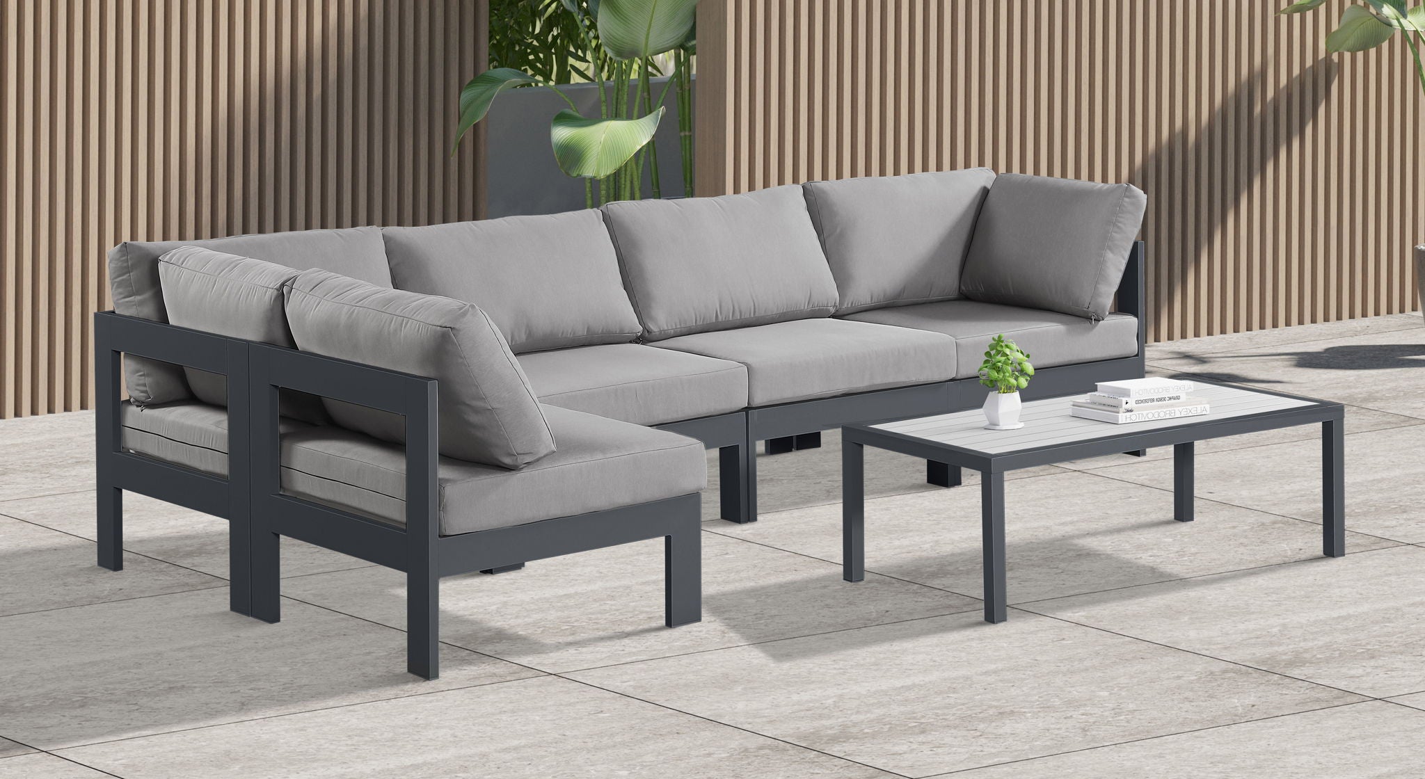 Nizuc - Outdoor Patio 5 Piece Modular Sectional With Gray Frame - Urban Living Furniture (Los Angeles, CA)