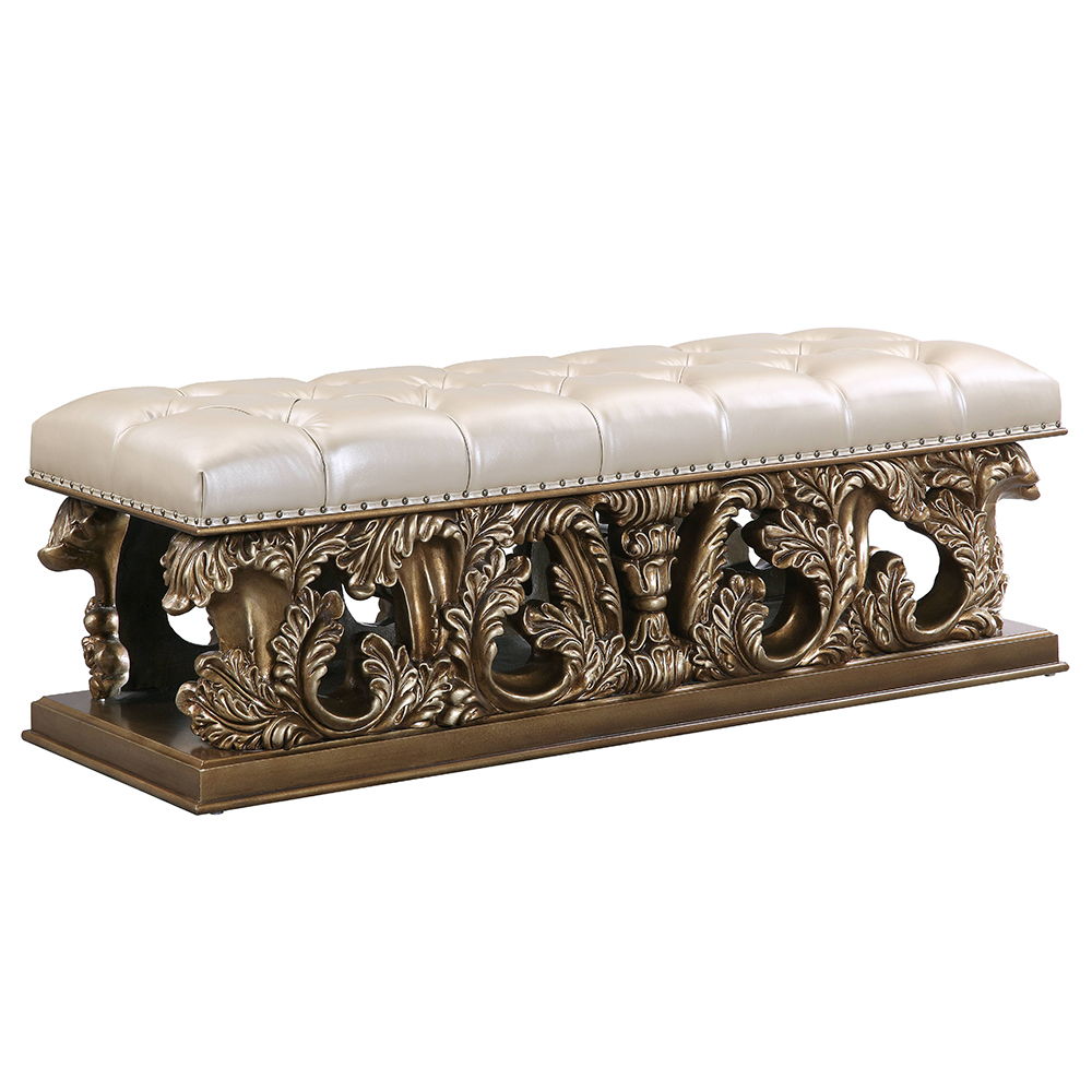 Constantine - Bench - Light Gold Synthetic Leather , Brown & Gold - Urban Living Furniture (Los Angeles, CA)