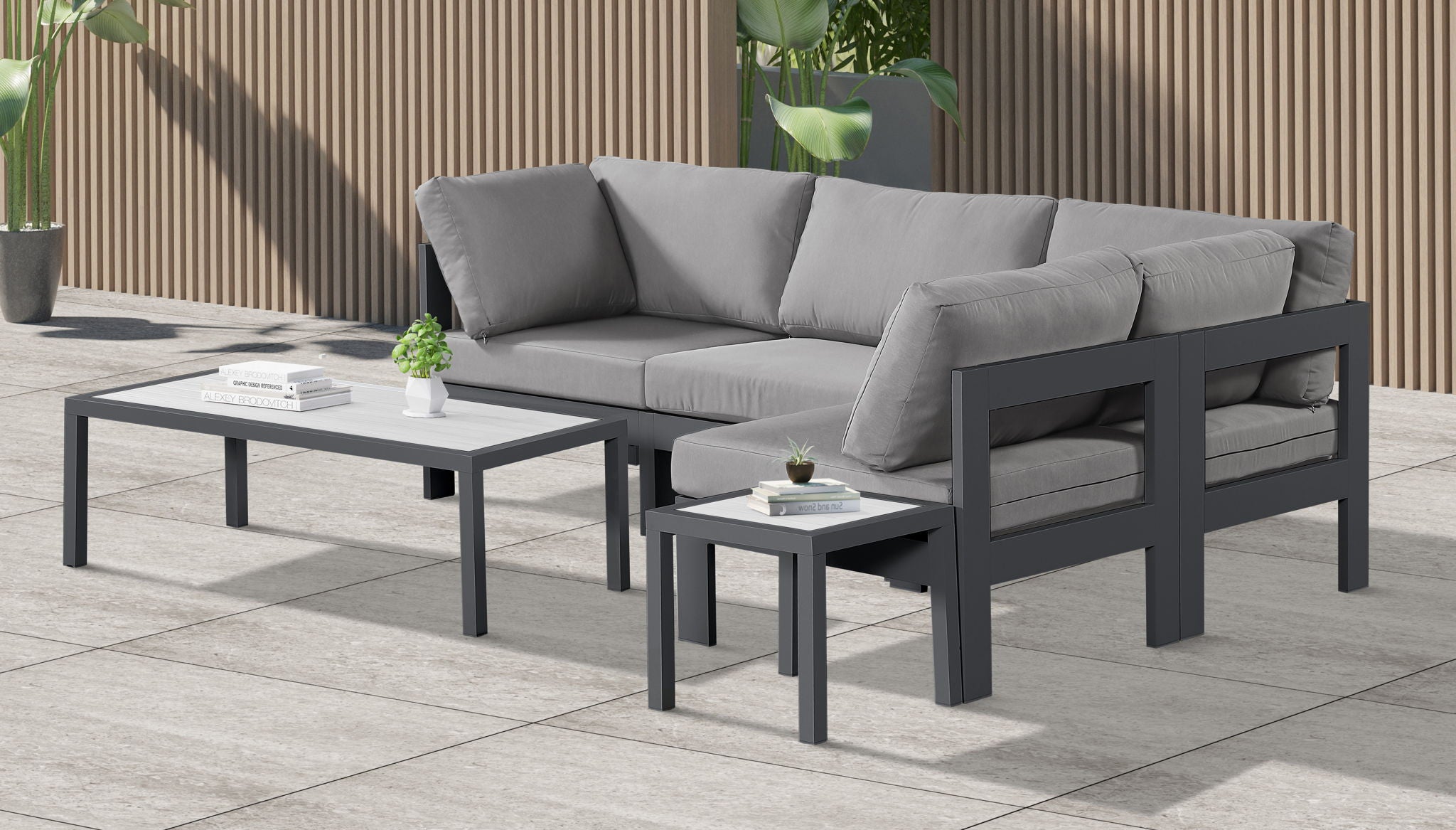 Nizuc - Outdoor Patio 4 Piece Modular Sectional With Gray Frame - Urban Living Furniture (Los Angeles, CA)