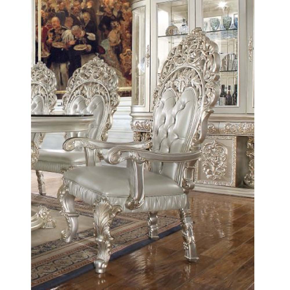 Sandoval - Arm Chair (Set of 2) - Beige Synthetic Leather & Champagne - Urban Living Furniture (Los Angeles, CA)