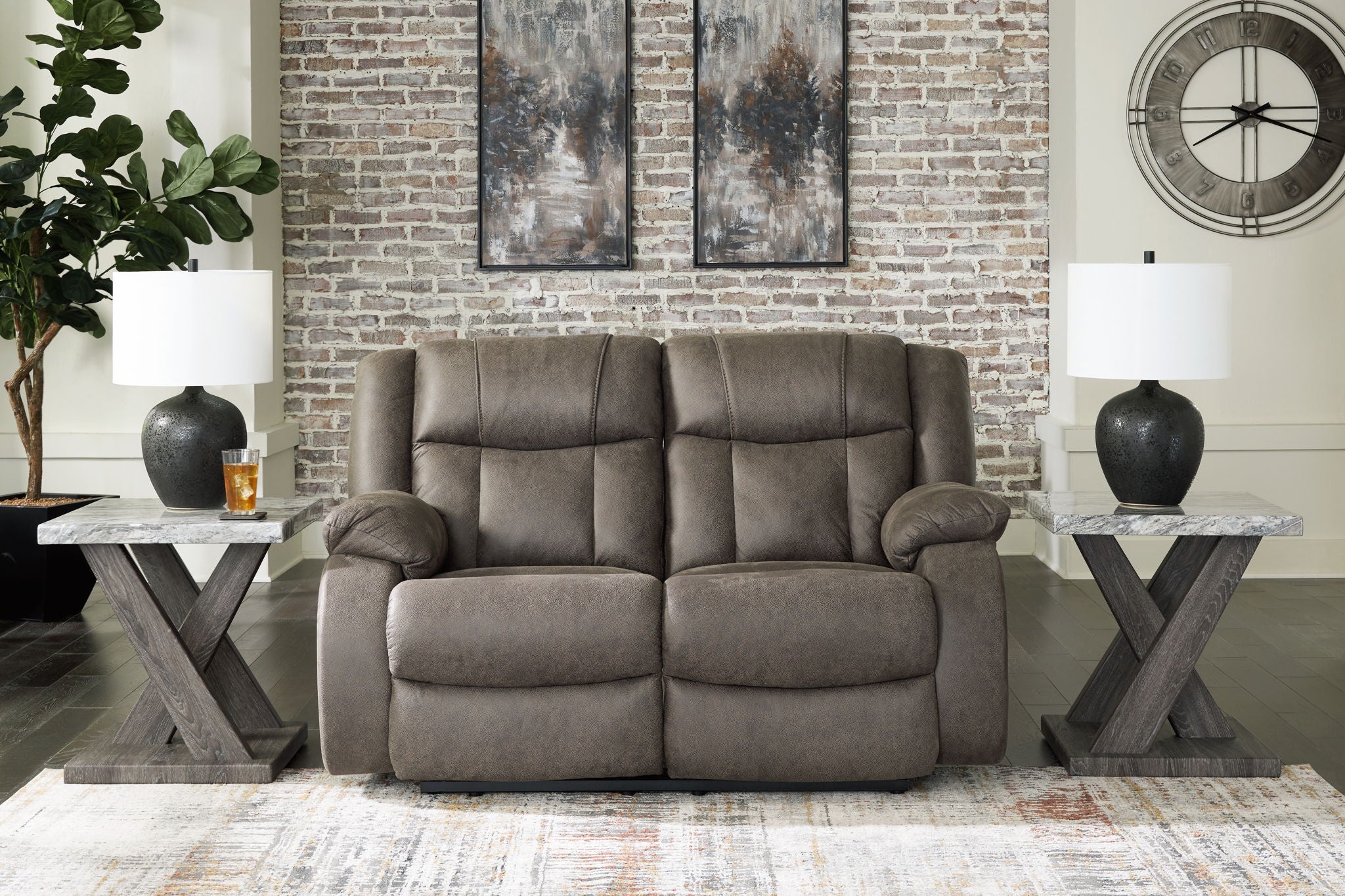 First Base - Gunmetal - Reclining Loveseat - Urban Living Furniture (Los Angeles, CA)