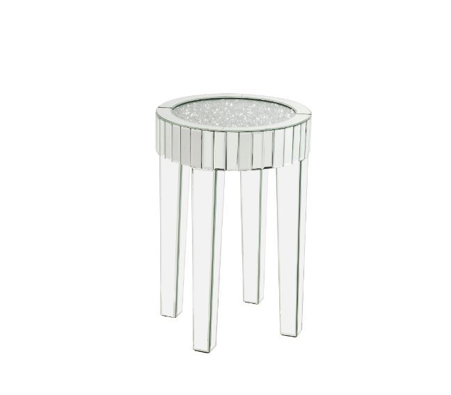 Noralie - 16" Round End Table - Mirrored & Faux Diamonds - Urban Living Furniture (Los Angeles, CA)