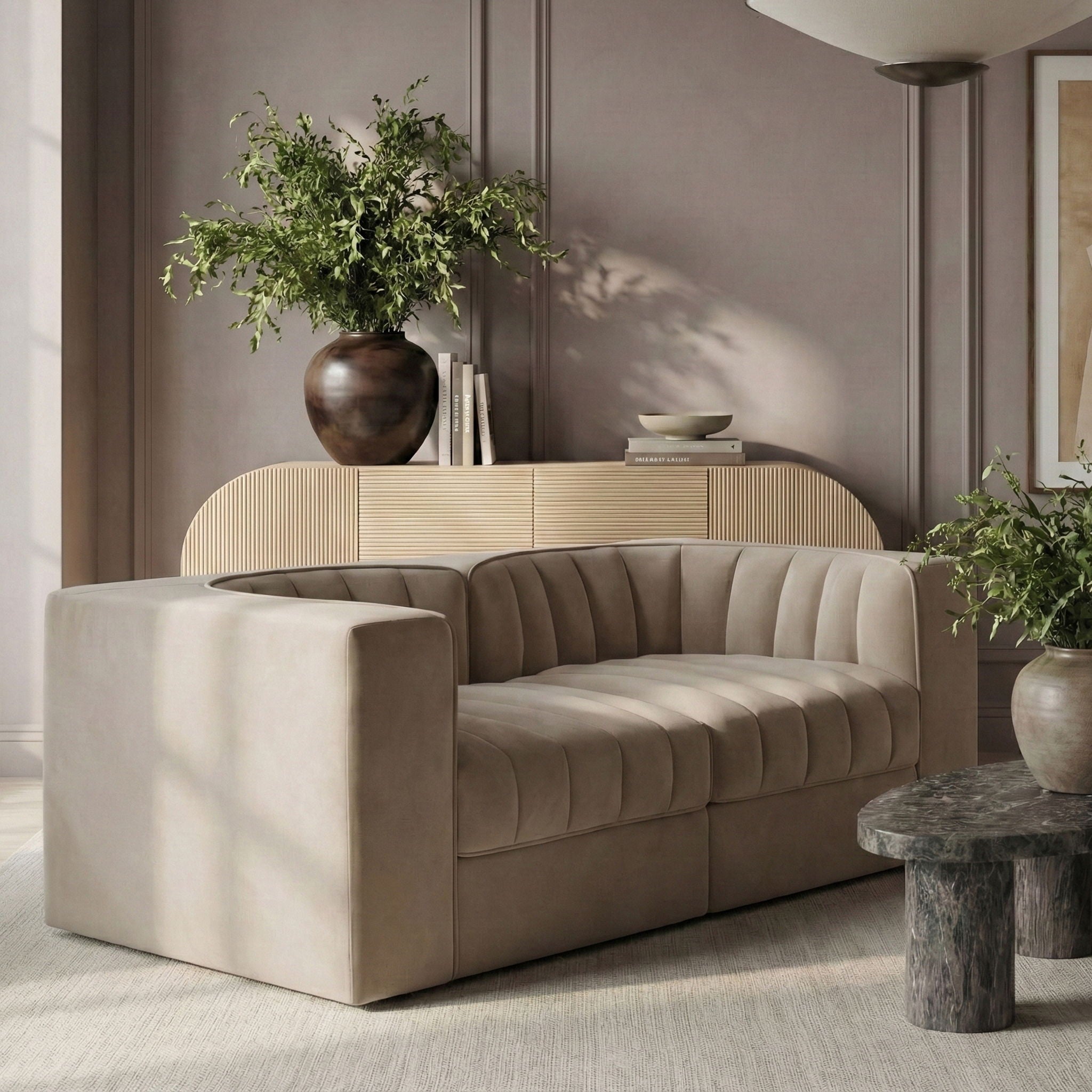 Rummi - Velvet Performance Fabric Upholstered 2 Piece Modular Loveseat - Urban Living Furniture (Los Angeles, CA)