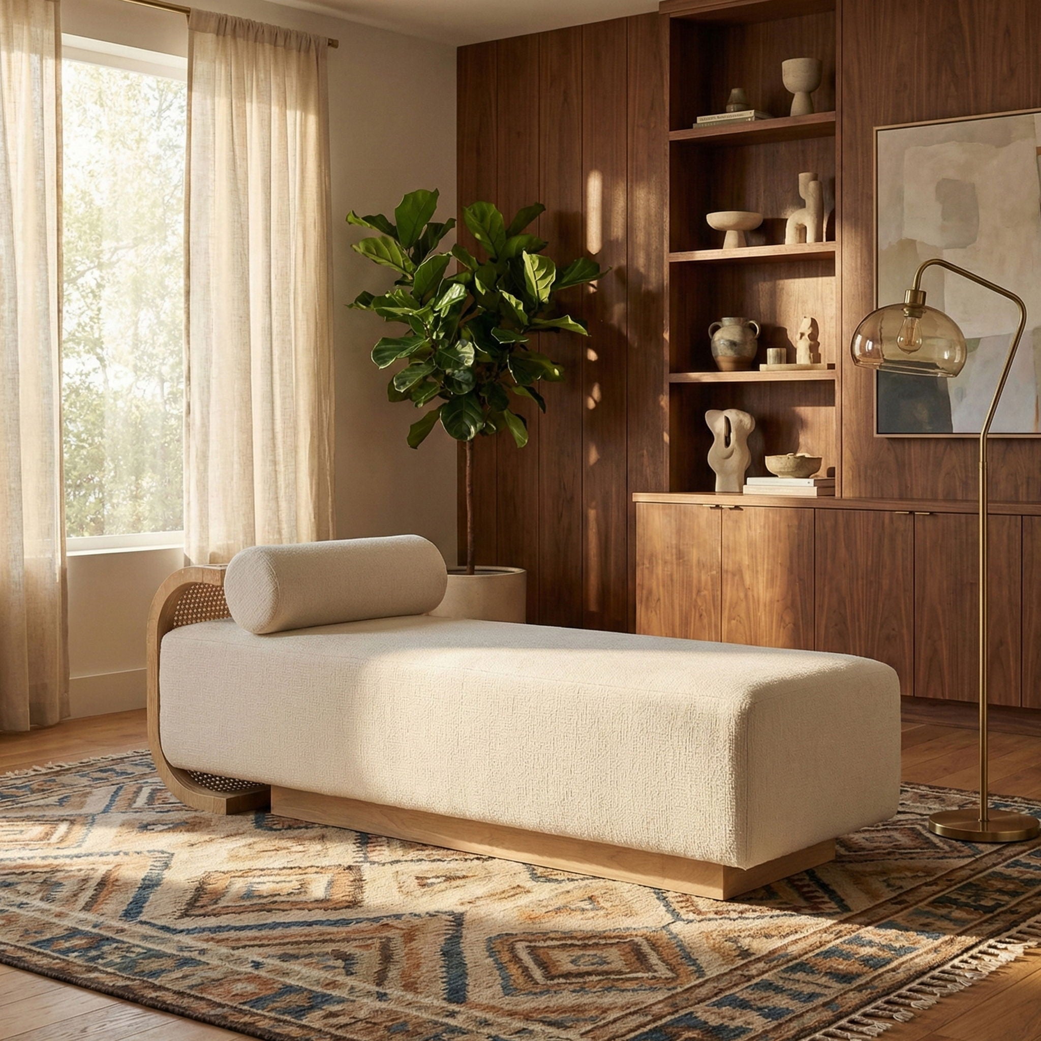 Zephyr - Linen Textured Fabric Upholstered Chaise - Painted Natural Base - Urban Living Furniture (Los Angeles, CA)