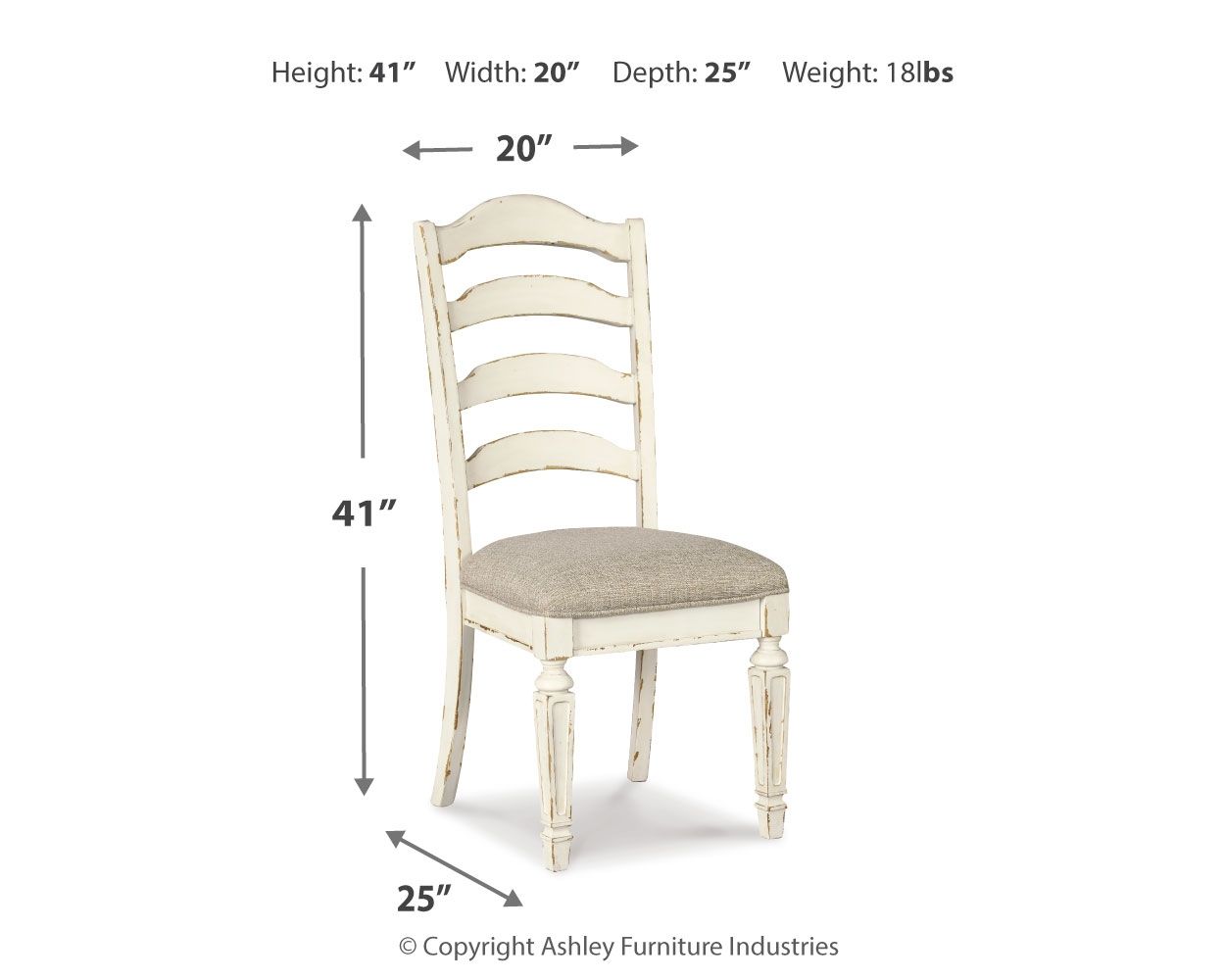 Realyn - Chipped White - Dining UPH Side Chair (Set of 2) - Ladderback - Urban Living Furniture (Los Angeles, CA)