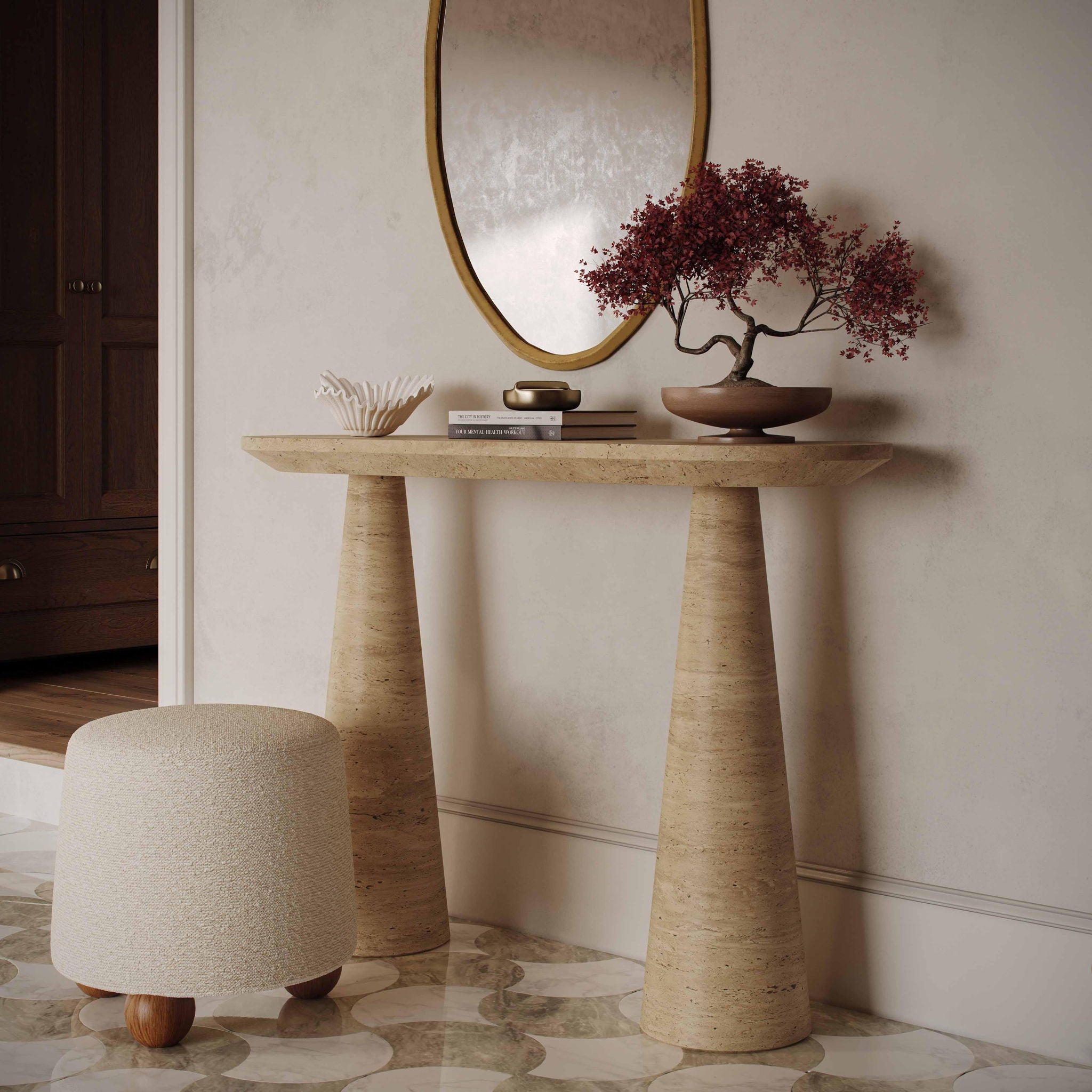 Sandra - Indoor / Outdoor Console Table - Travertine - Urban Living Furniture (Los Angeles, CA)