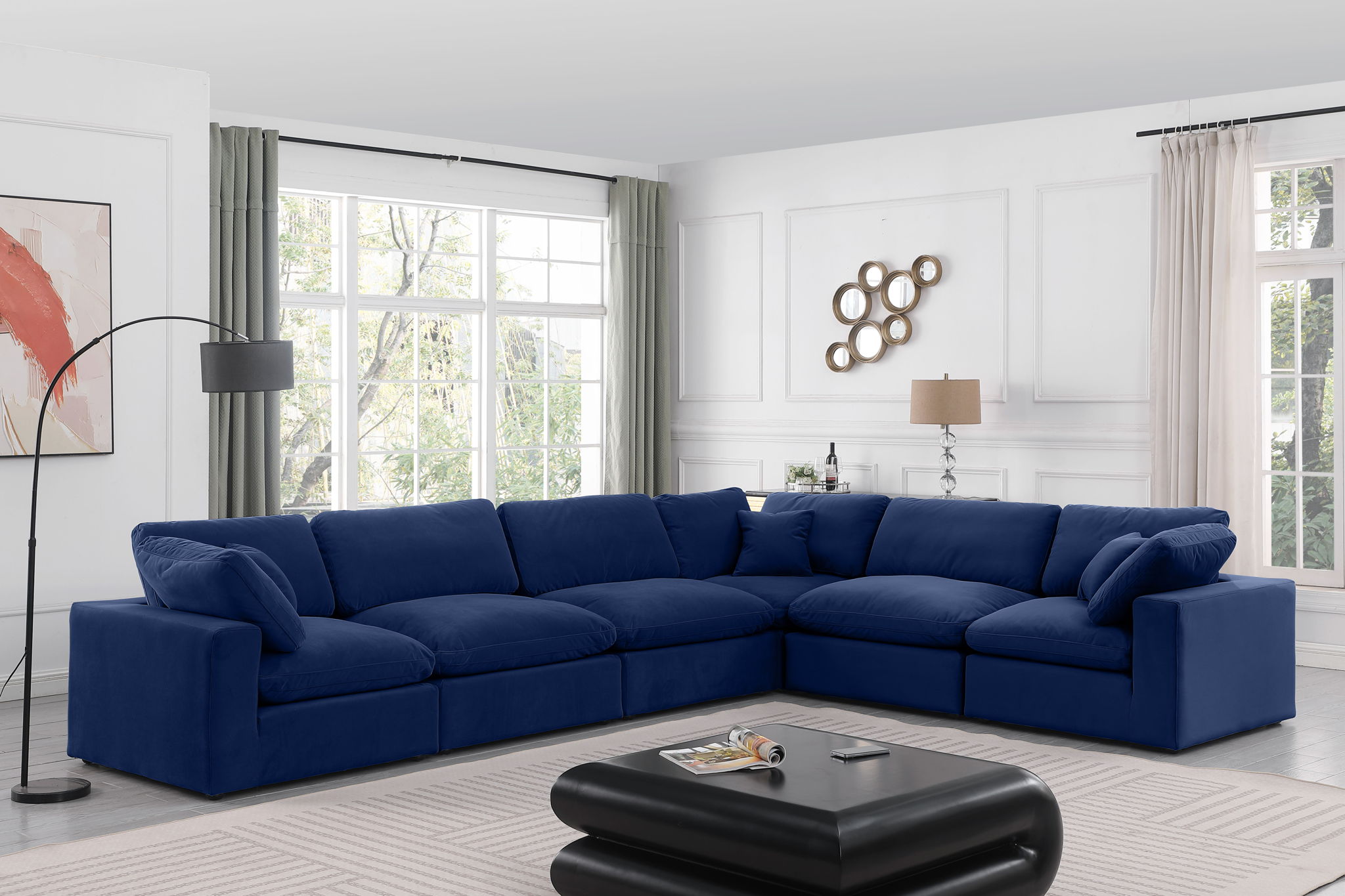 Comfy - 6 Piece Velvet Modular Corner Sectional - Urban Living Furniture (Los Angeles, CA)