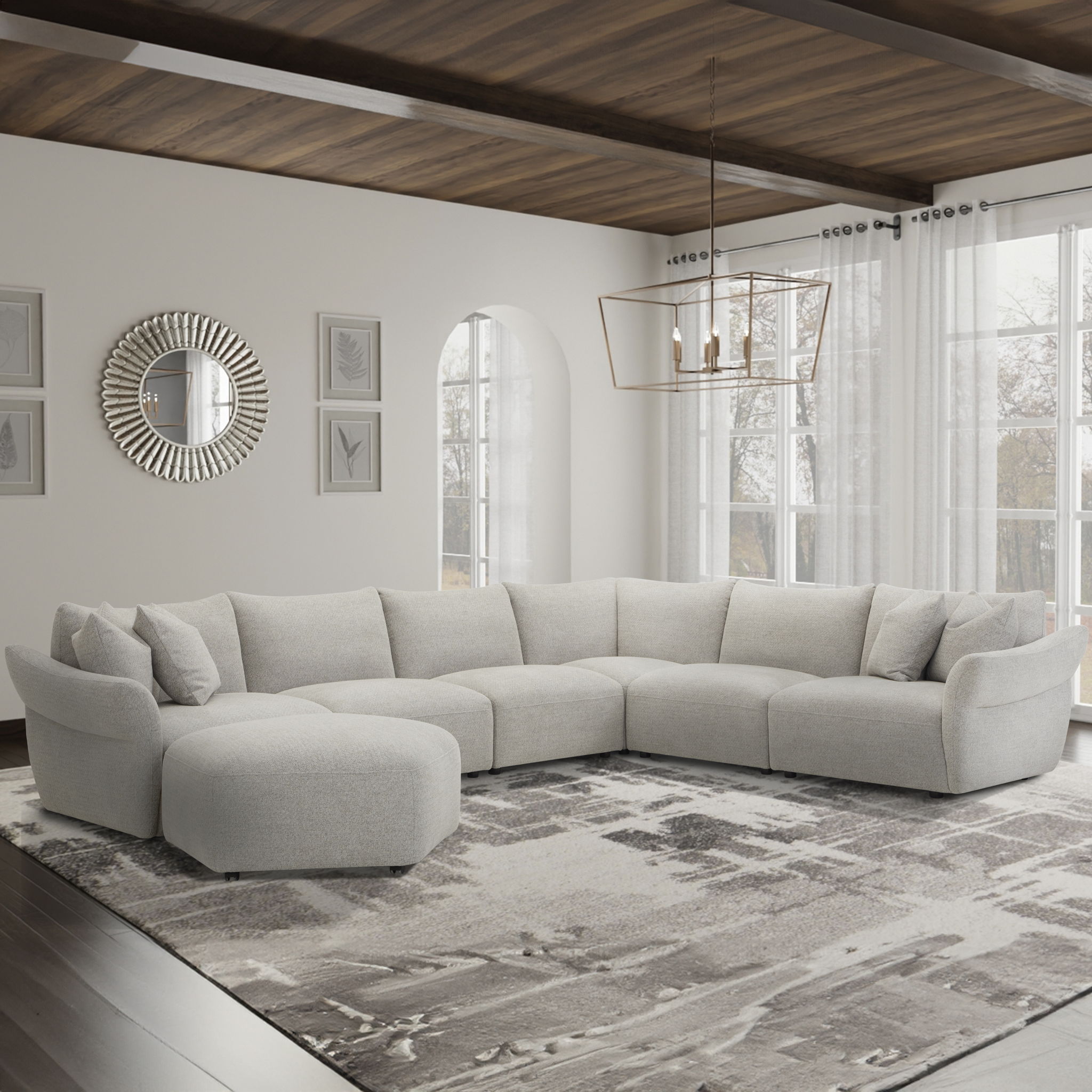 Playful - Left Arm Facing Bumper Chaise - Canes Cobblestone