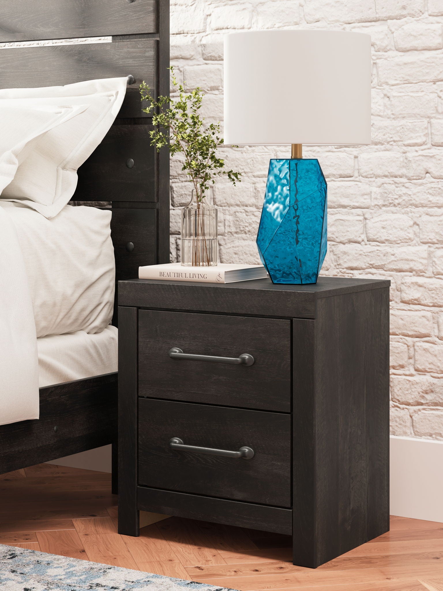 Hollivern - Dark Gray - Two Drawer Night Stand - Urban Living Furniture (Los Angeles, CA)